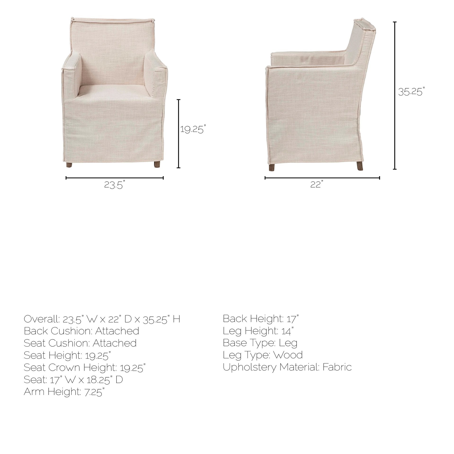 Elbert Dining Chair Cream Fabric ((Side Chair) - dining-chairs