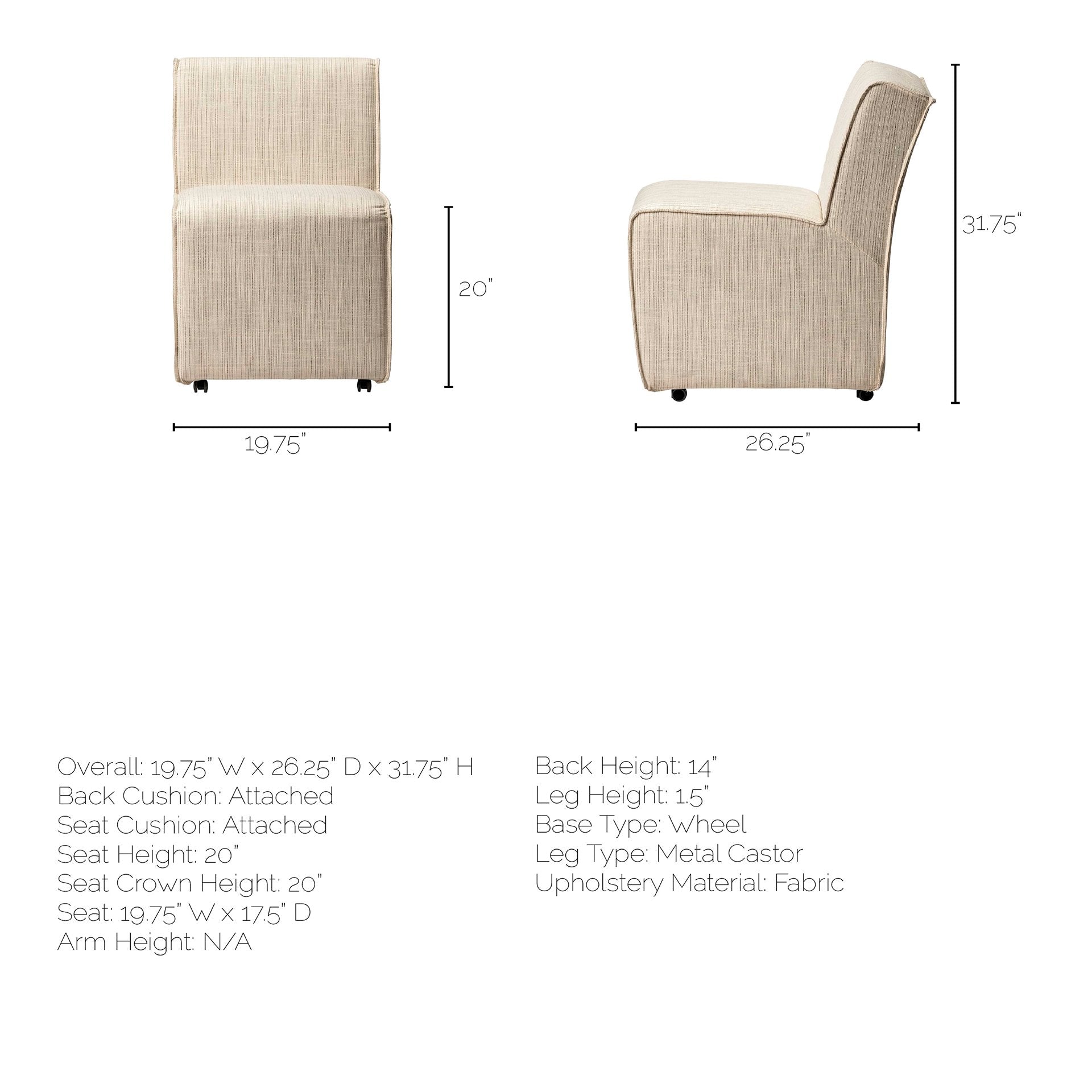 Damon Dining Chair Cream with Taupe Stripe Fabric - dining-chairs