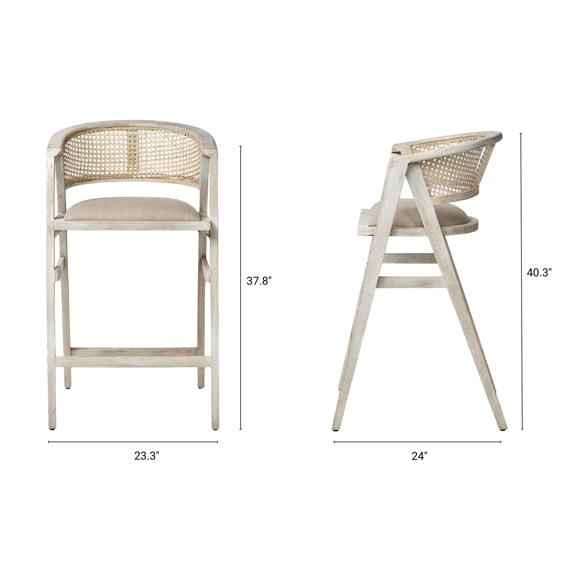 Tabitha Upholstered Seat Bar Counter Stool Beige Fabric | Blonde Wood | Bar - bar-stools