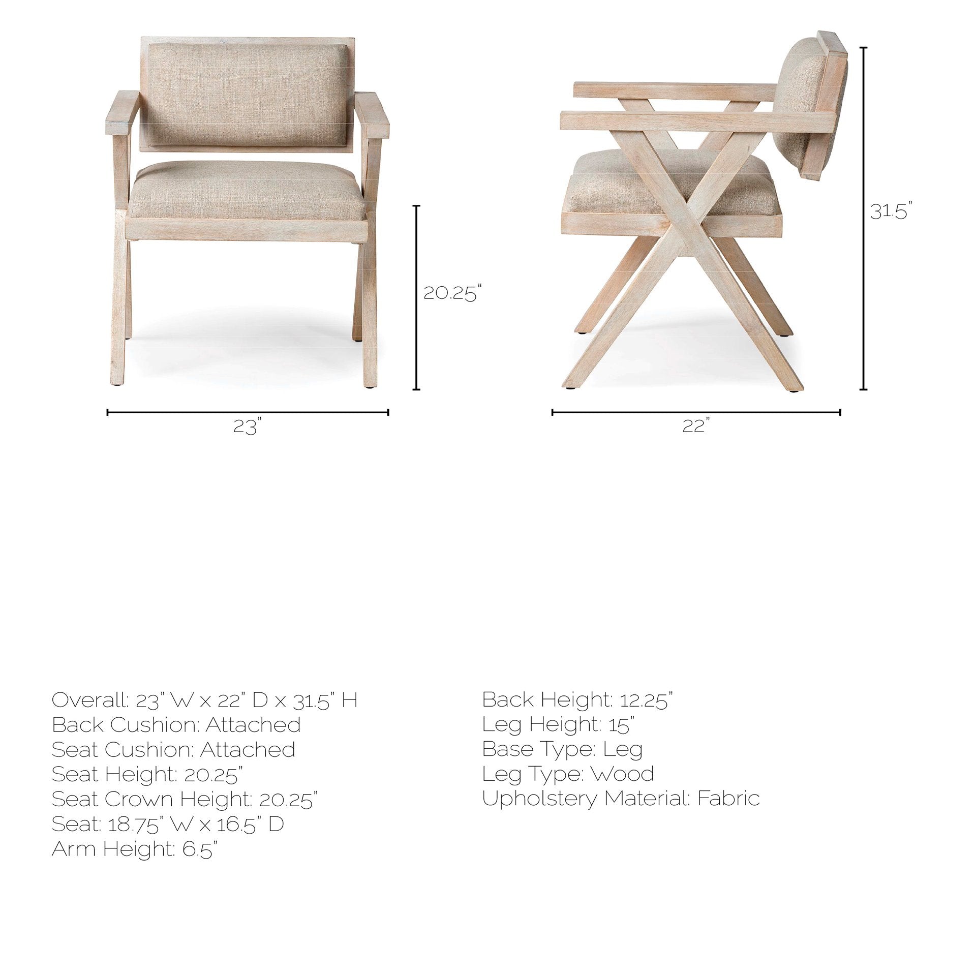 Topanga Dining Chair Cream Fabric | Blonde Wood - dining-chairs