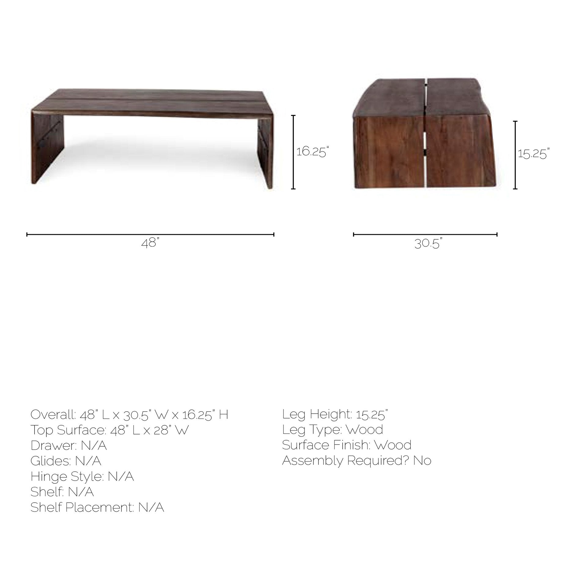 San Andreas Coffee Table Dark Brown Wood - coffee-tables