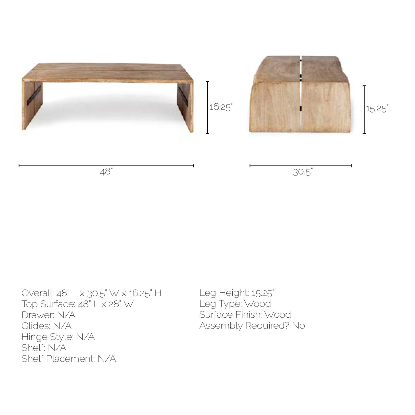 San Andreas Coffee Table Brown Wood - coffee-tables