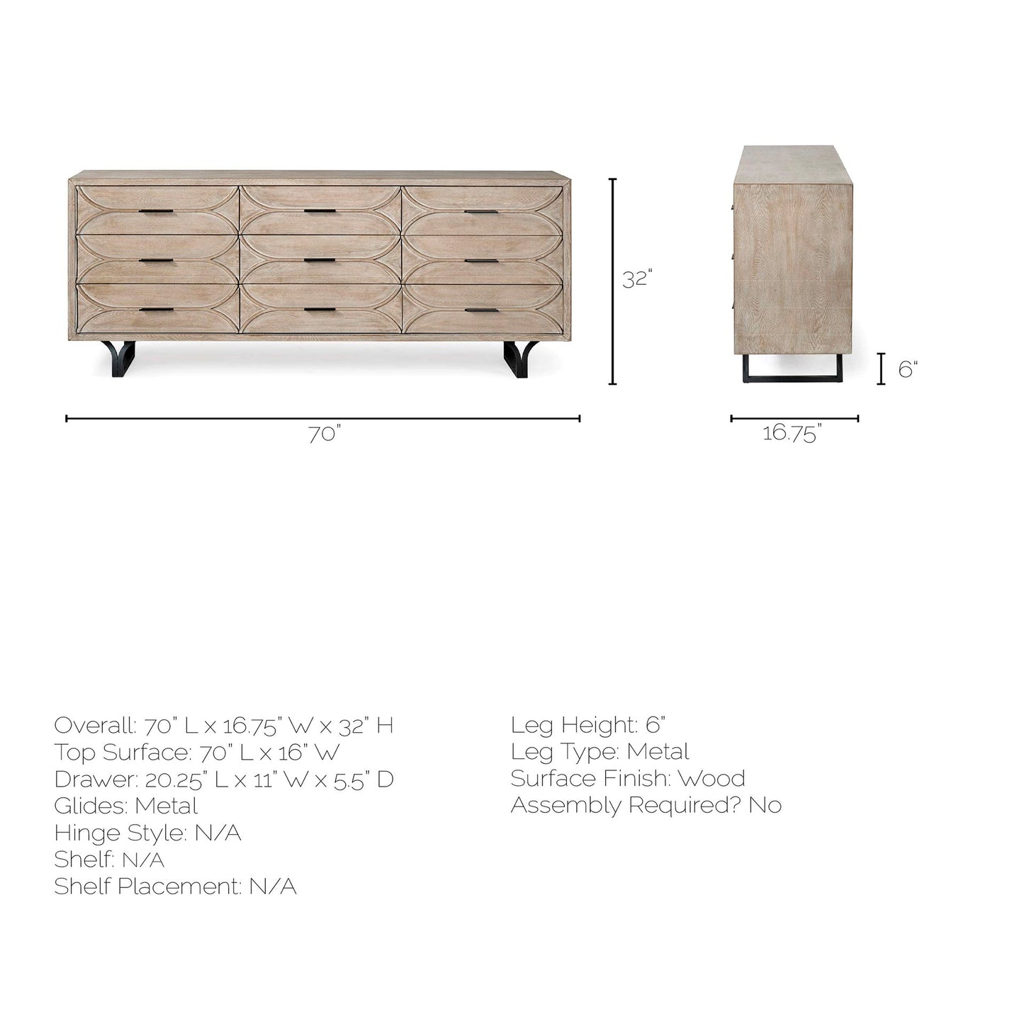 Giselle Sideboard Brown Wood | Black Metal - sideboards-and-buffets