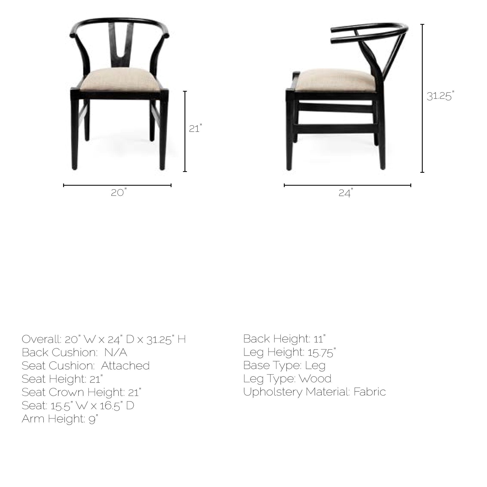 Trixie Dining Chair Beige Fabric | Black Wood - dining-chairs