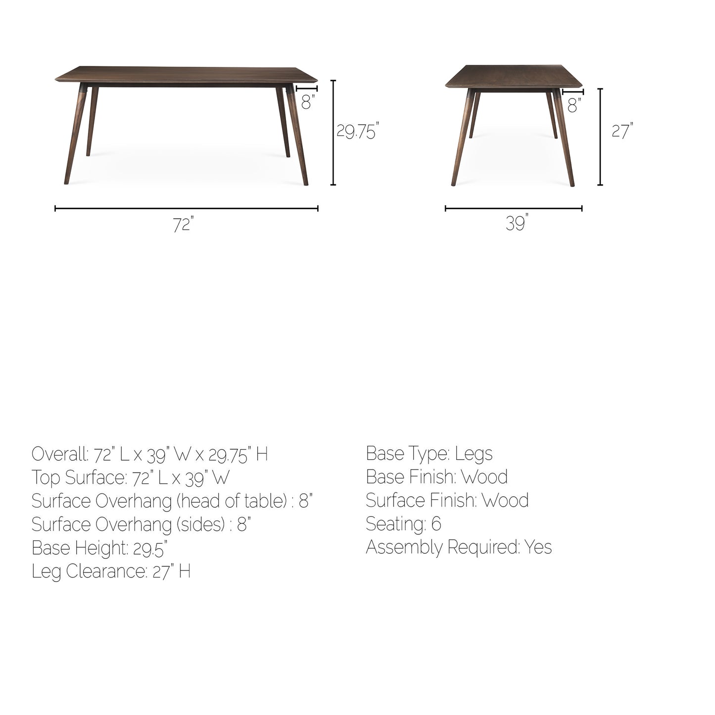 Nicholas Dining Table Brown Wood - dining-table