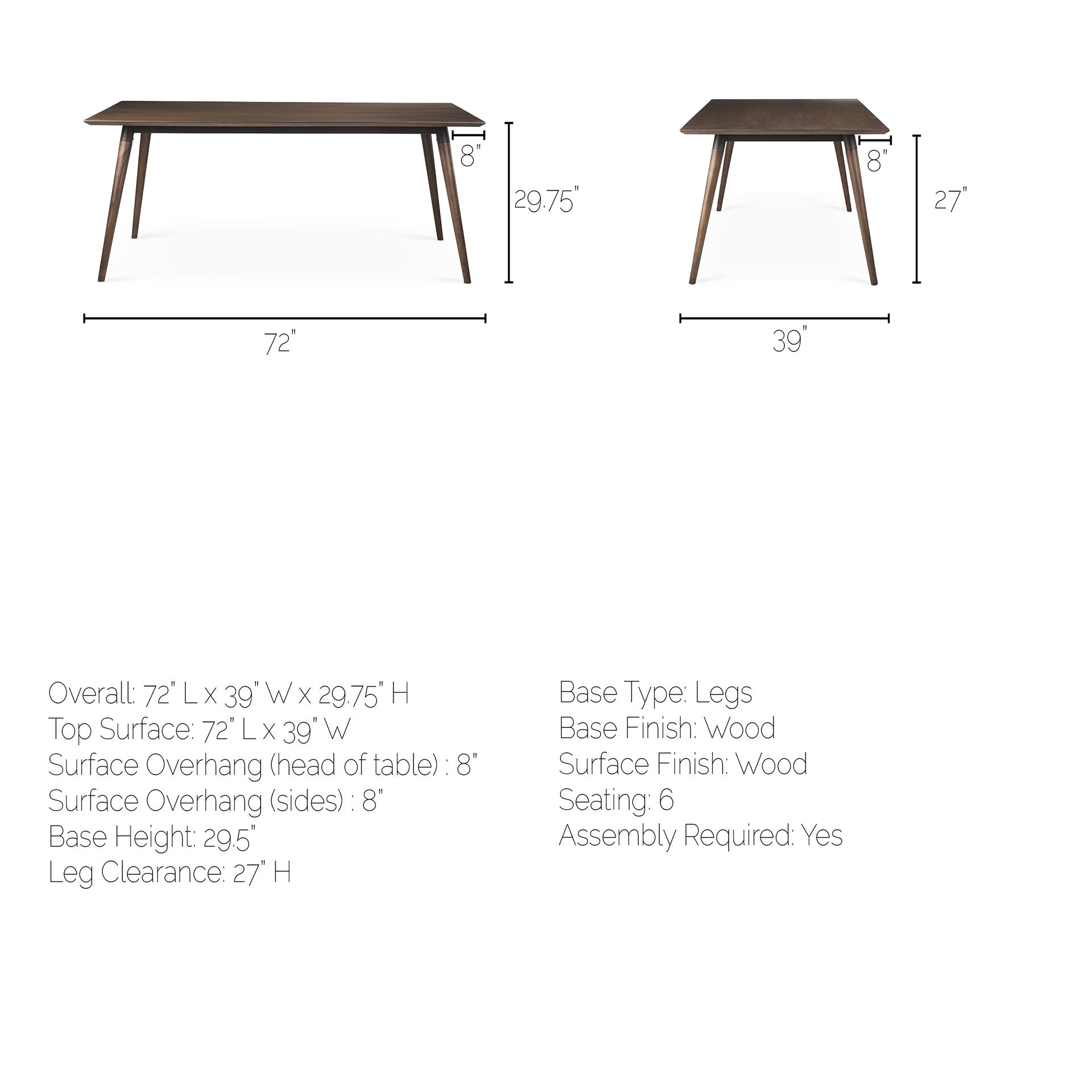 Nicholas Dining Table Brown Wood - dining-table