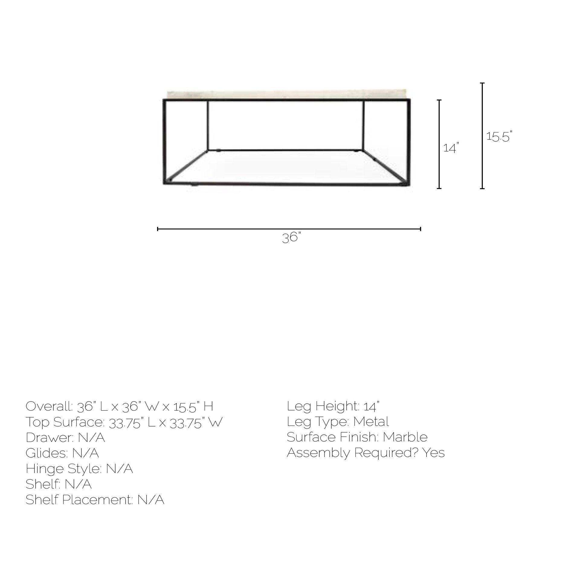 Nathan Coffee Table White Marble | Black Metal - coffee-tables