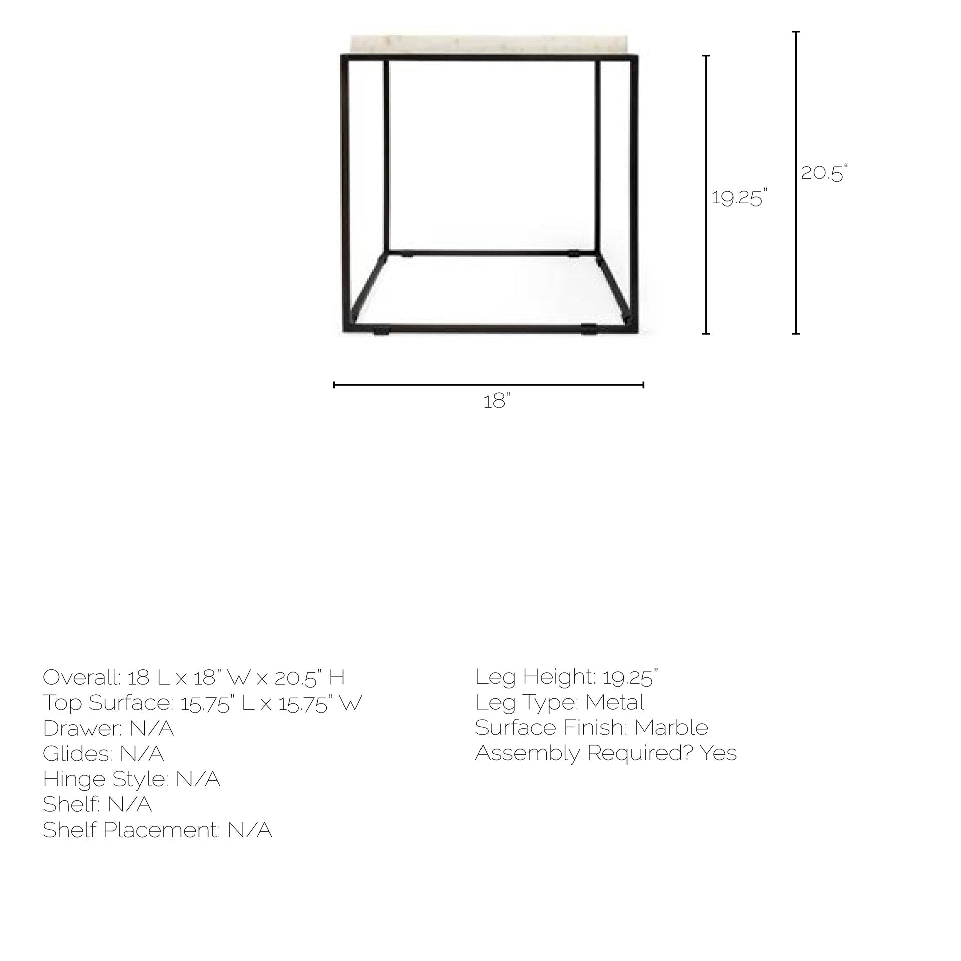 Nathan End Side Table White Marble | Black Metal - end-and-side-tables