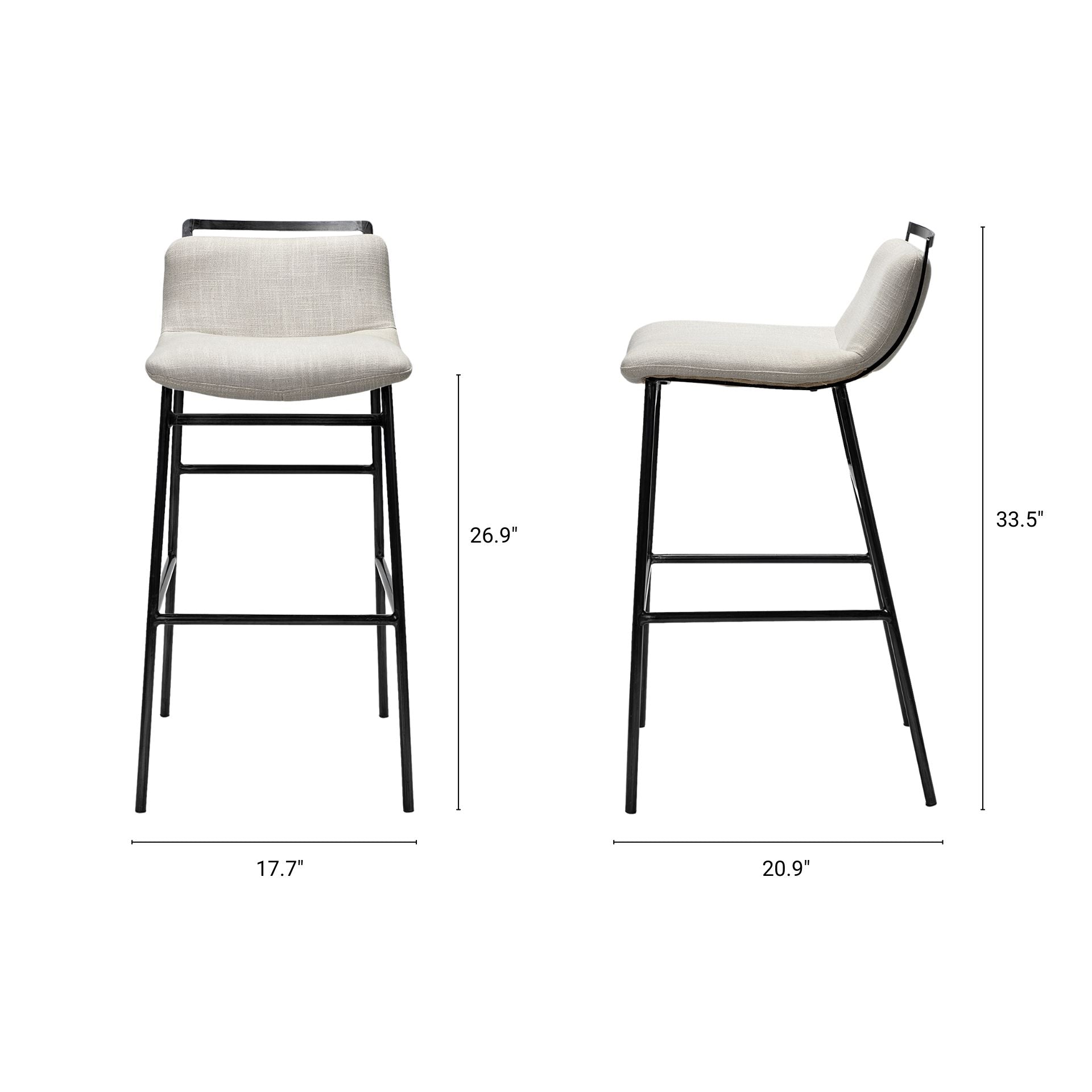 Kavalan Upholstered Seat Bar Counter Stool Beige Fabric | Gray Metal | Counter - bar-stools