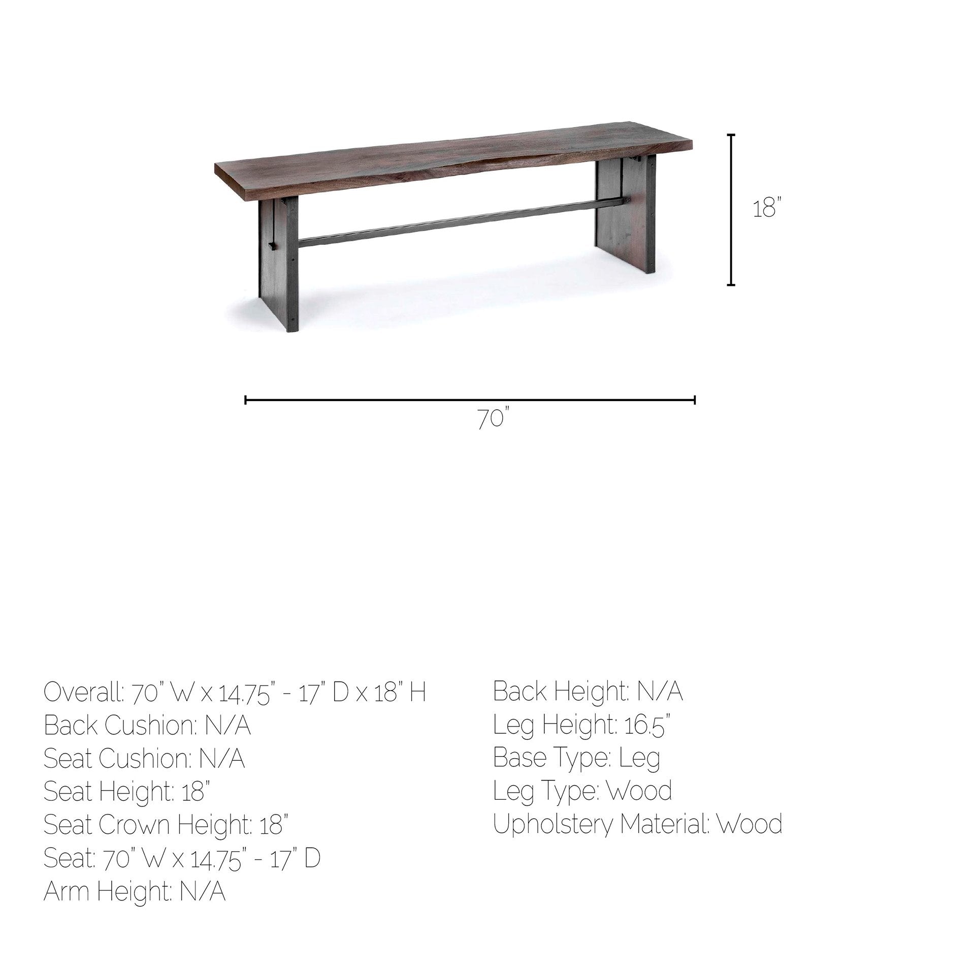 Ledger Bench Brown Wood | Black Metal - benches