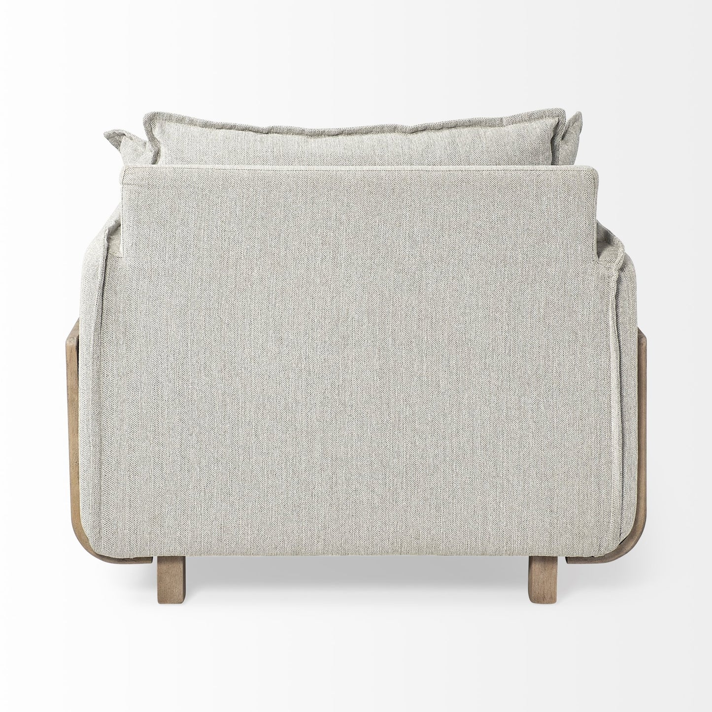 Roy II Frost Gray Upholstered and Brown Wood Frame Arm Chair