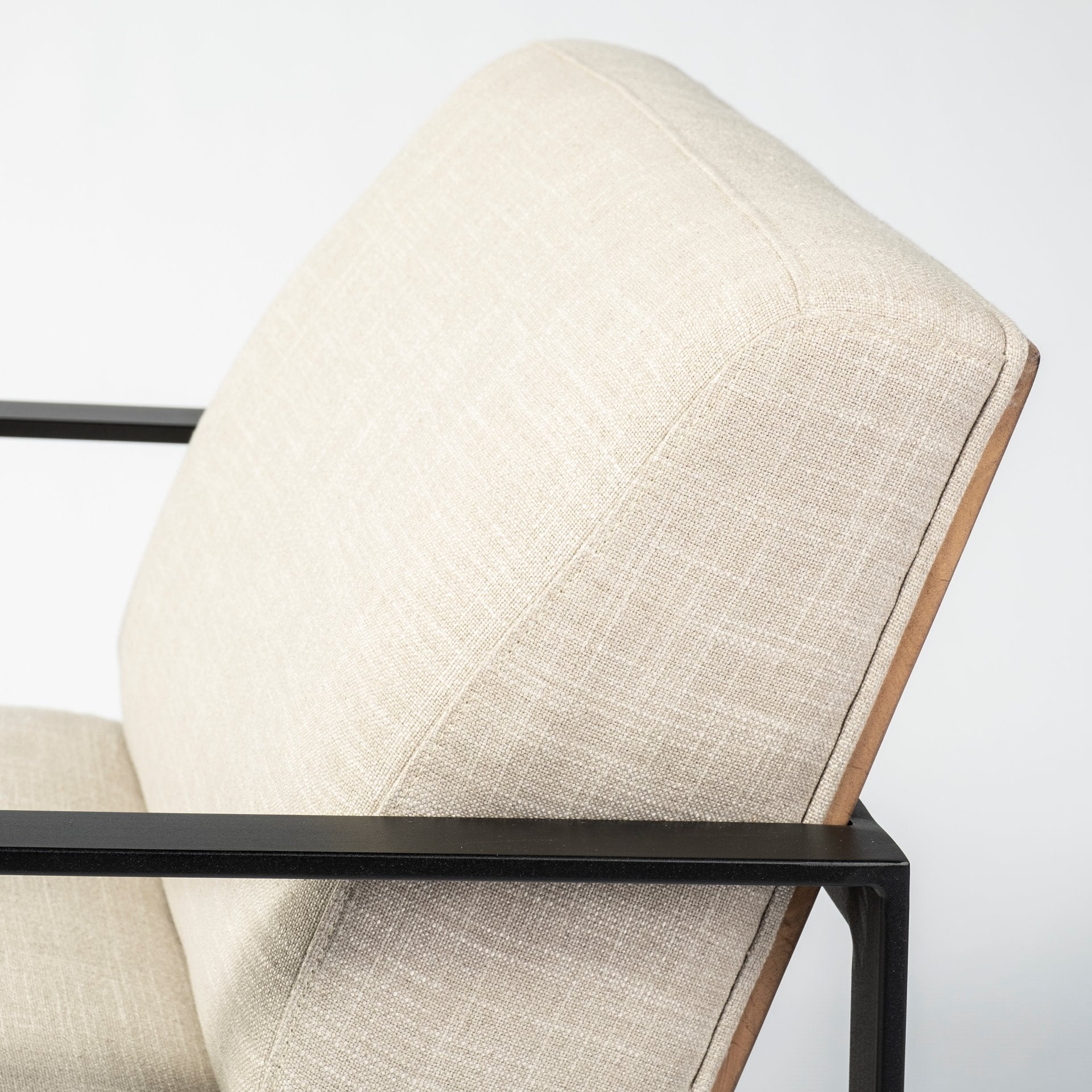Stamford Accent Chair Beige Fabric | Black Metal - accent-chairs