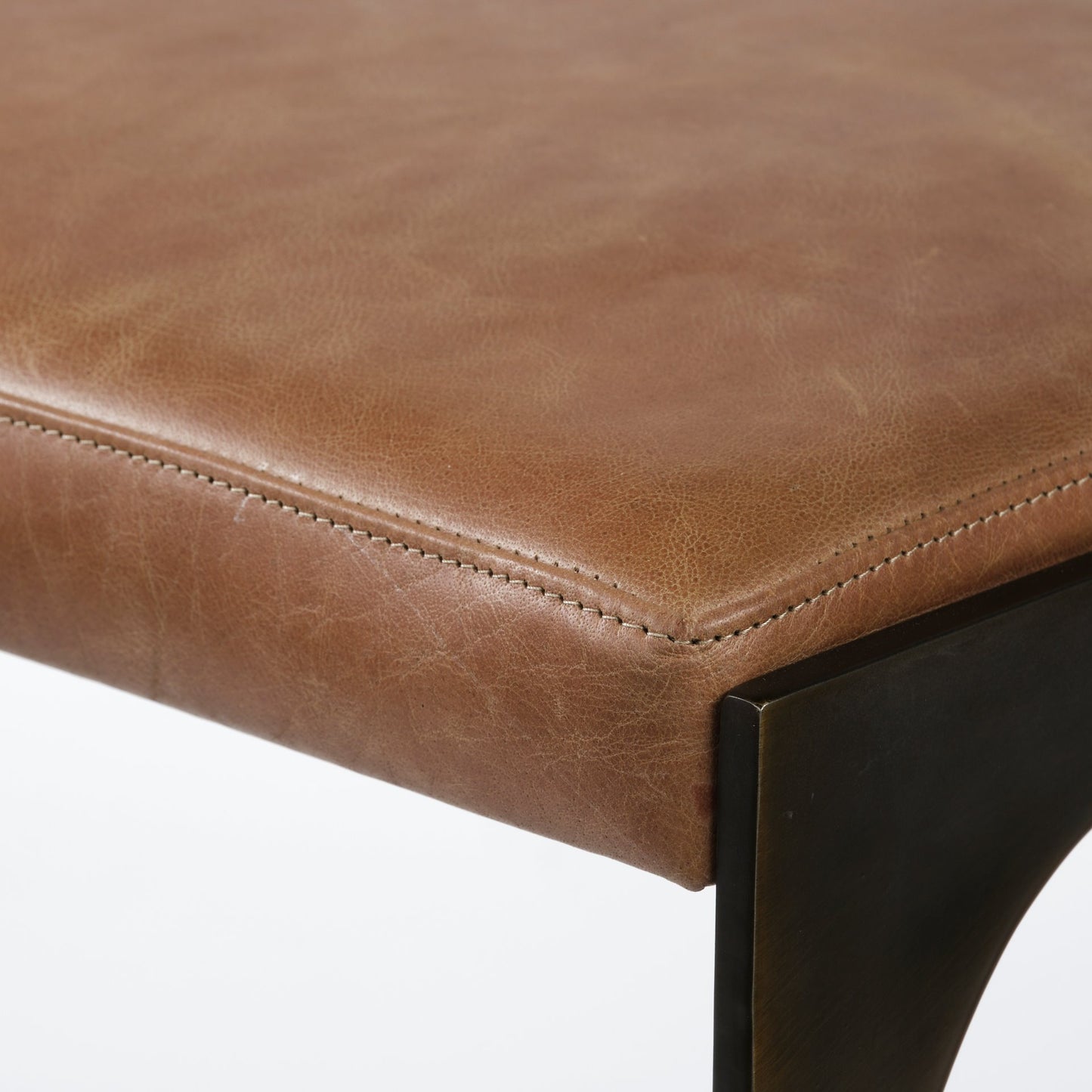 Tyson 31" Seat Height Brown Leather Seat Black Metal Frame Stool