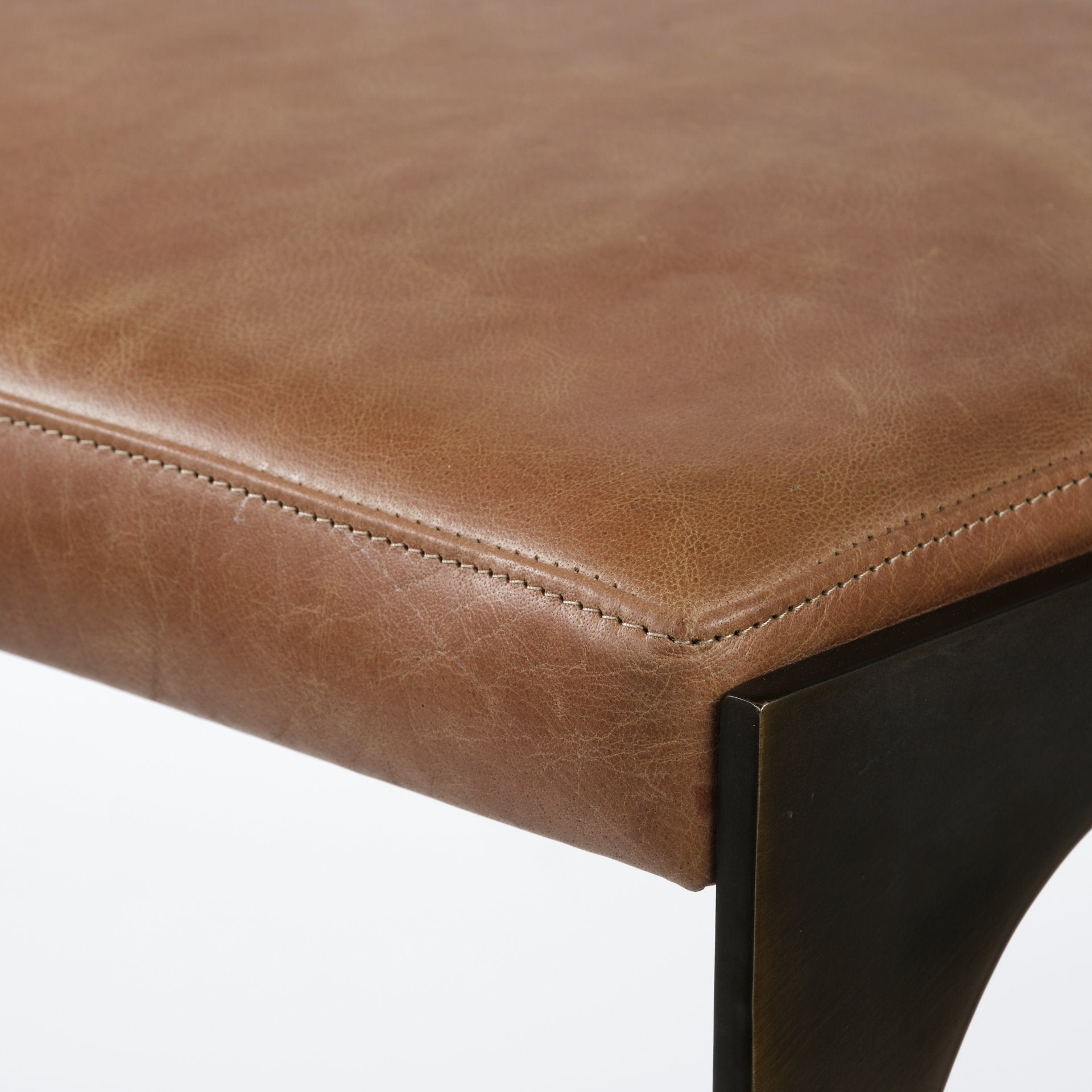 Tyson 31" Seat Height Brown Leather Seat Black Metal Frame Stool