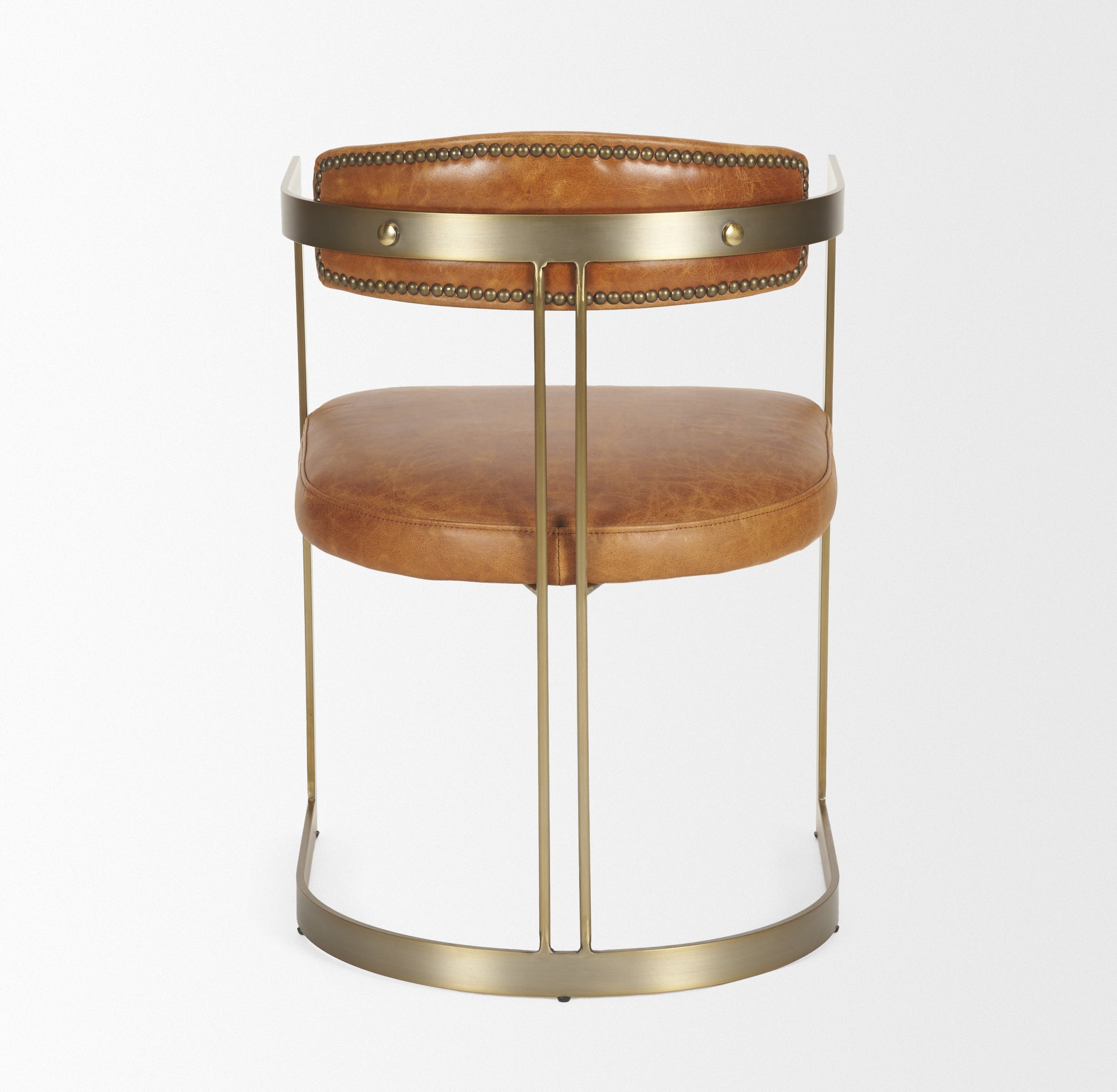 Hollyfield Leather Dining Chair Brown Leather | Gold Metal - dining-chairs