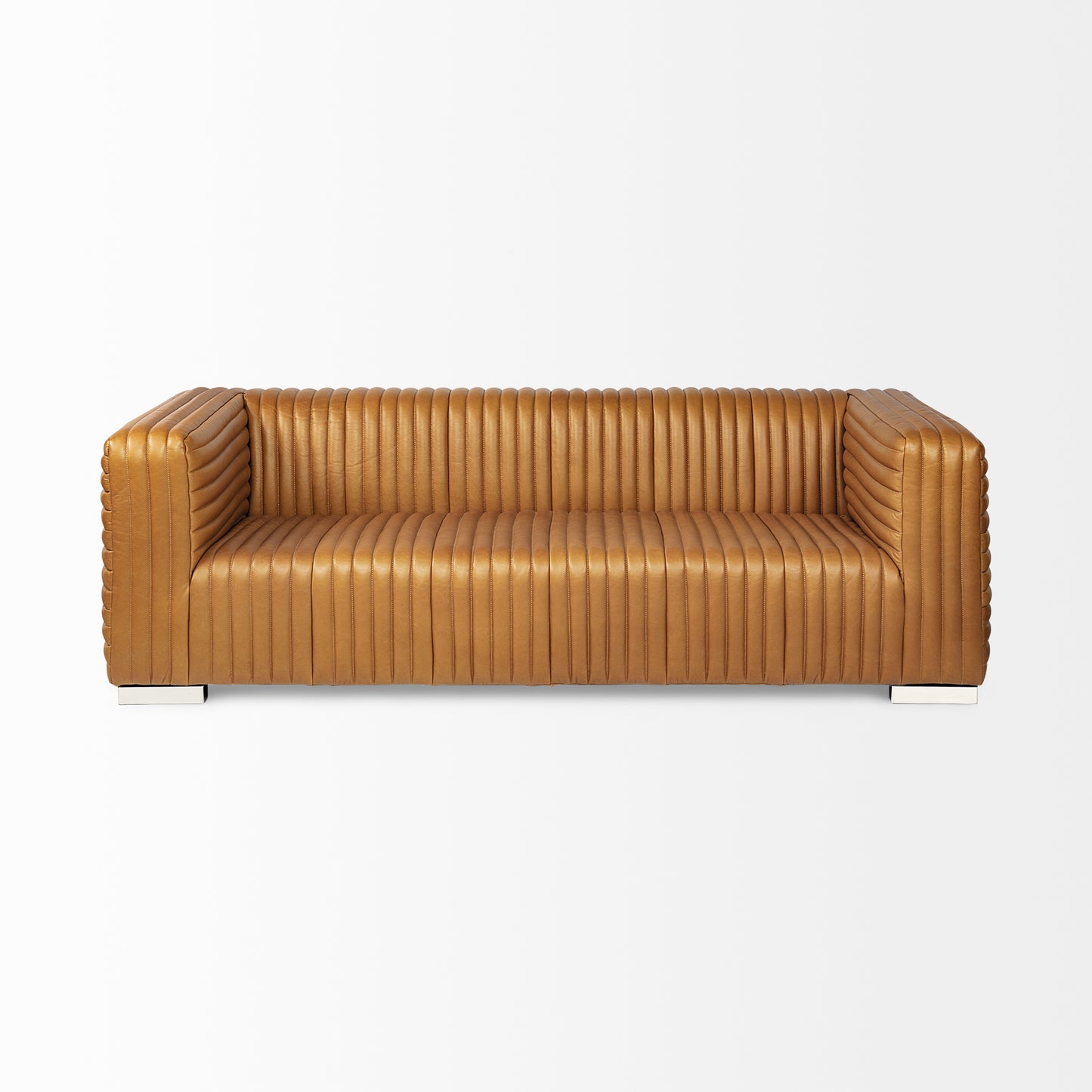 Ricciardo Cognac Leather Three Seater Sofa