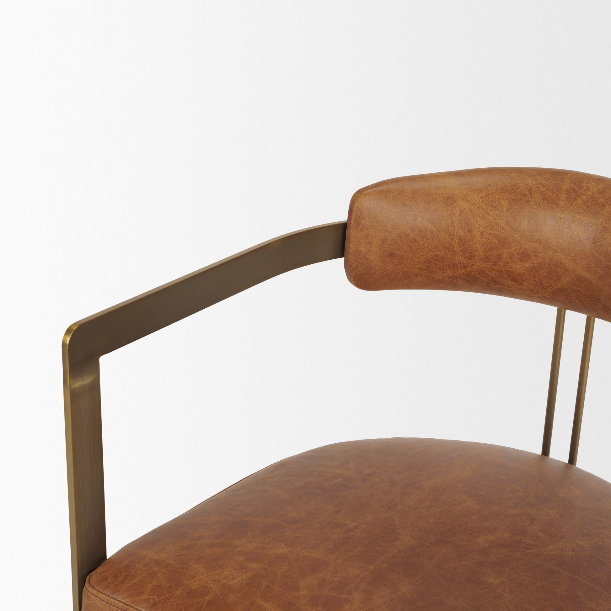 Hollyfield Leather Dining Chair Brown Leather | Gold Metal - dining-chairs