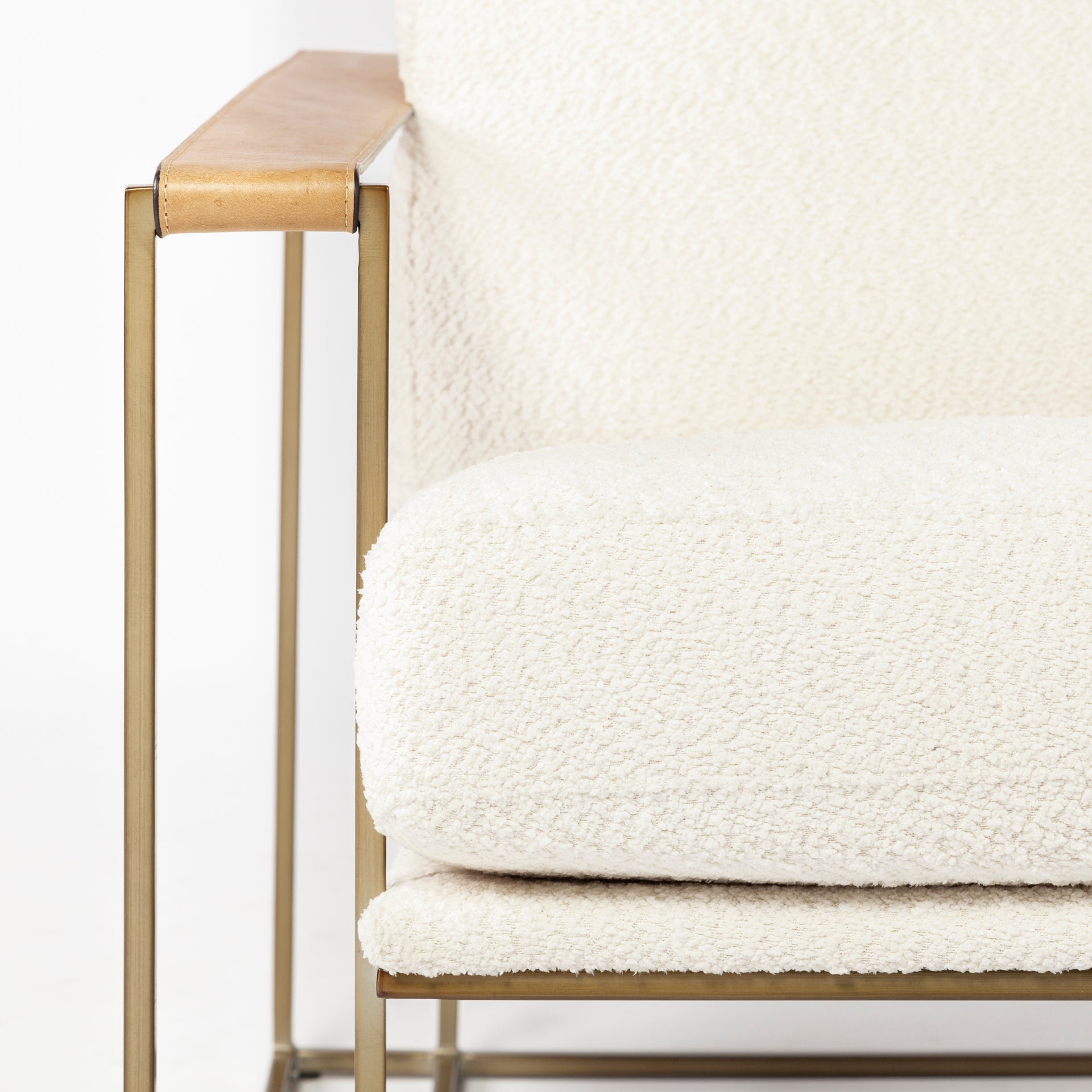 Watson Accent Chair Cream Boucle | Gold Metal - accent-chairs