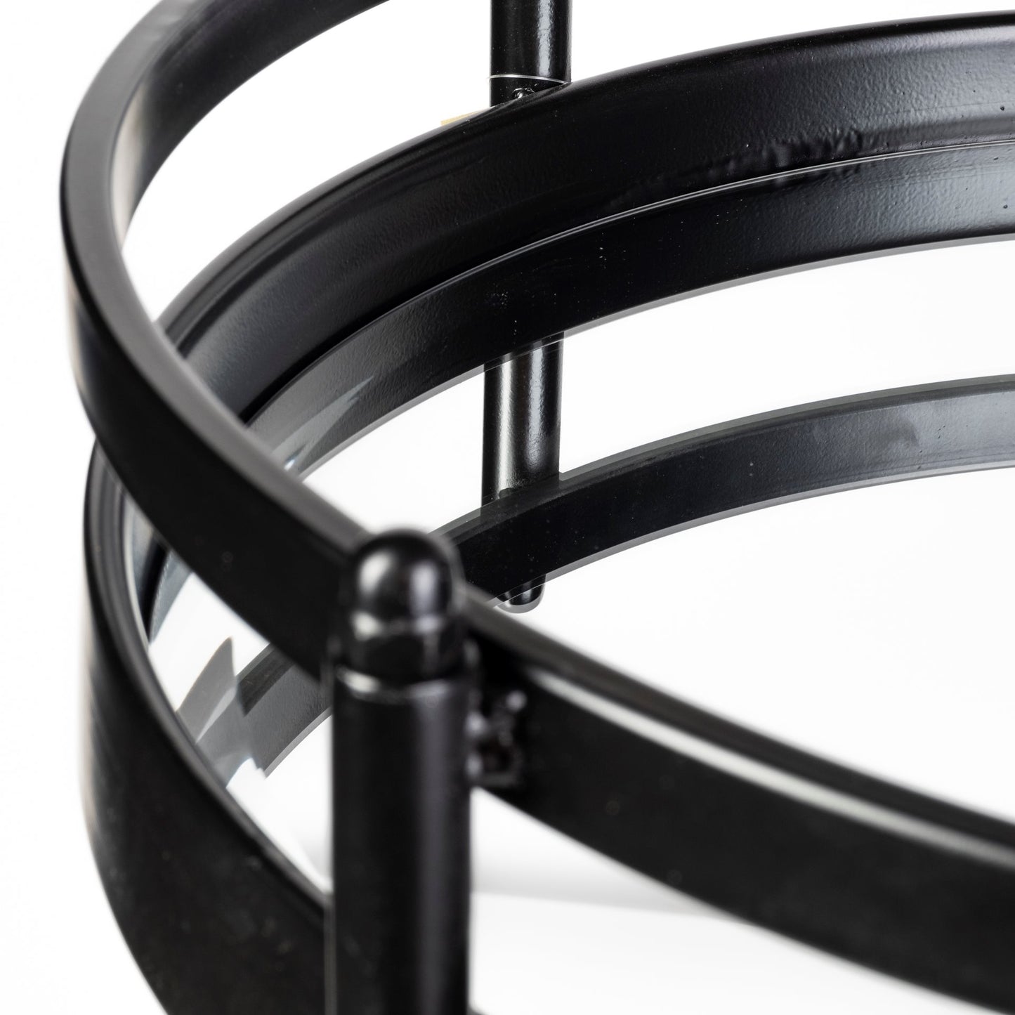 Ada Round Shape Black Metal Frame Two-Tier w/Glass Shelf Bar Cart