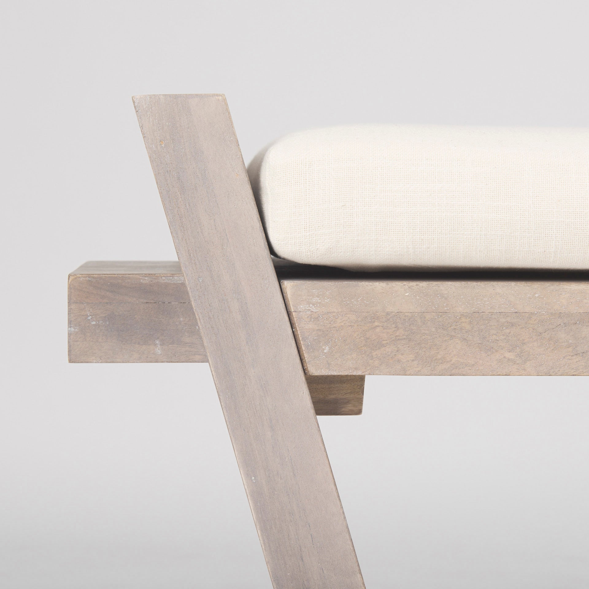 Elaine Bench Cream Fabric | Brown Wood - benches