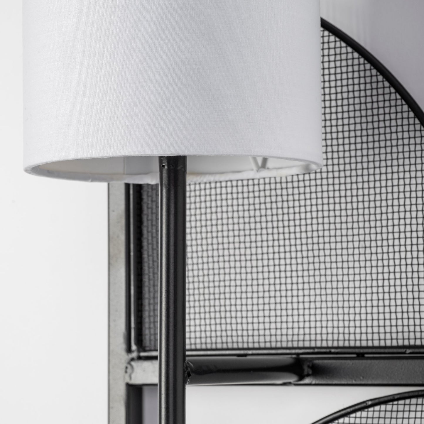 Navin 10x46.5 Black Metal Body White Fabric Shade Rectangular Wall Sconce