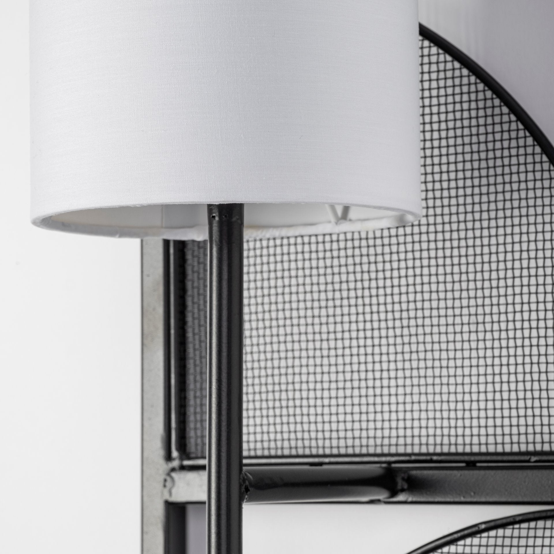 Navin 10x46.5 Black Metal Body White Fabric Shade Rectangular Wall Sconce