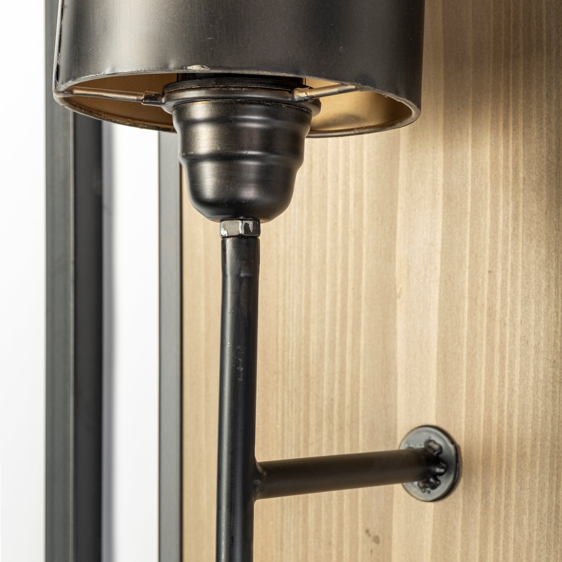 Cleo 16.9x57.1 Black Metal and Wood Rectangular Wall Sconce