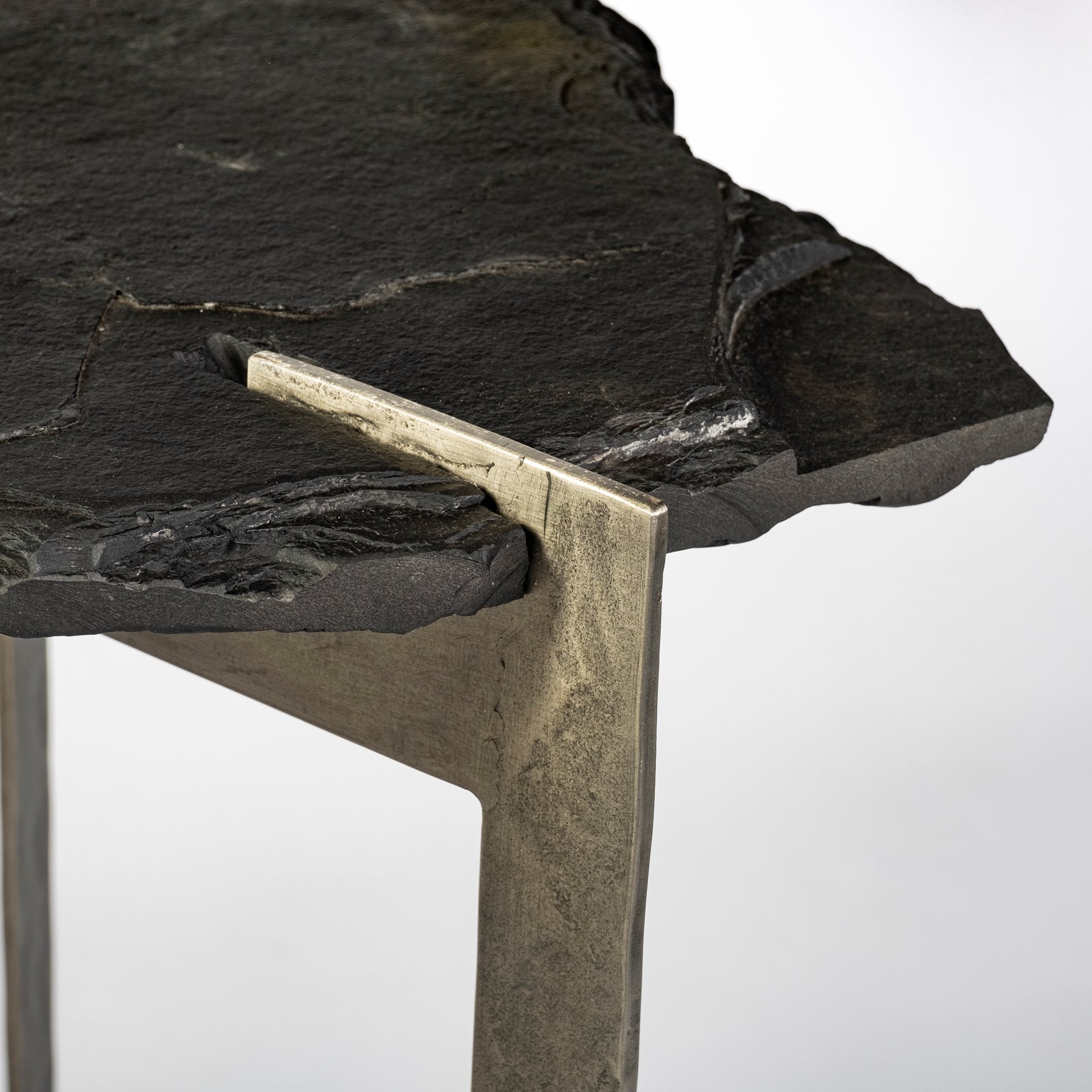 Shale III 50L x 20W Black Live-Edge Slate and Iron Console Table