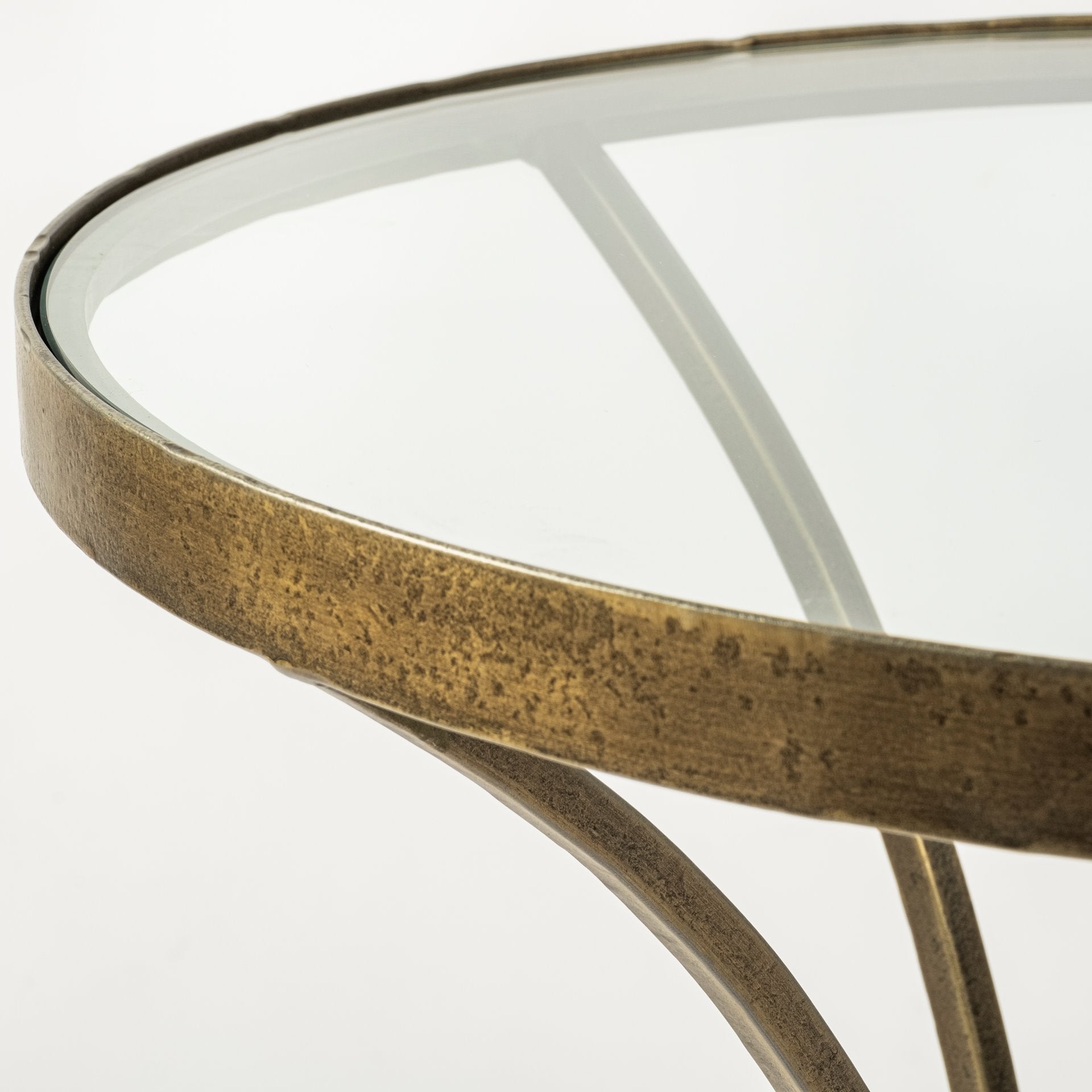 Jacinta II 21" Round Glass Top Metal and Marble Pedestal End/Side Table