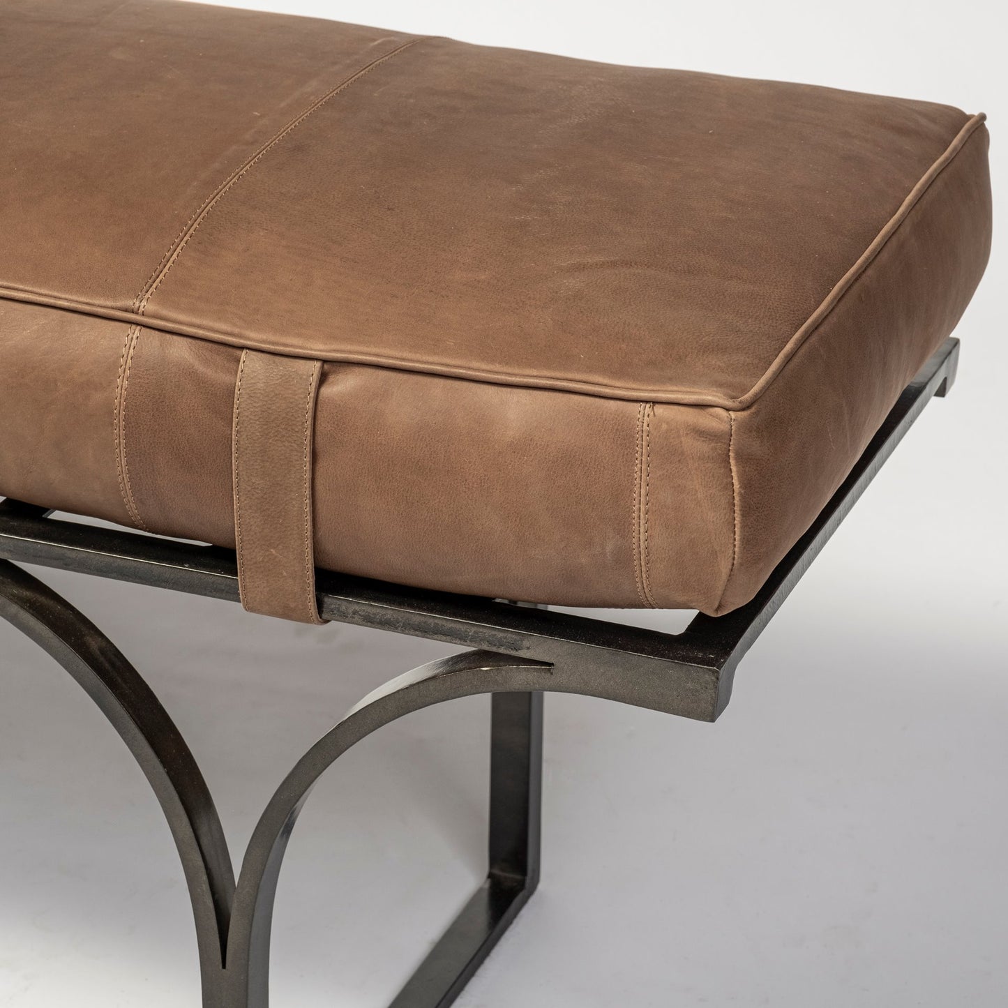 Jessie Bench Brown Leather | Black Metal - benches