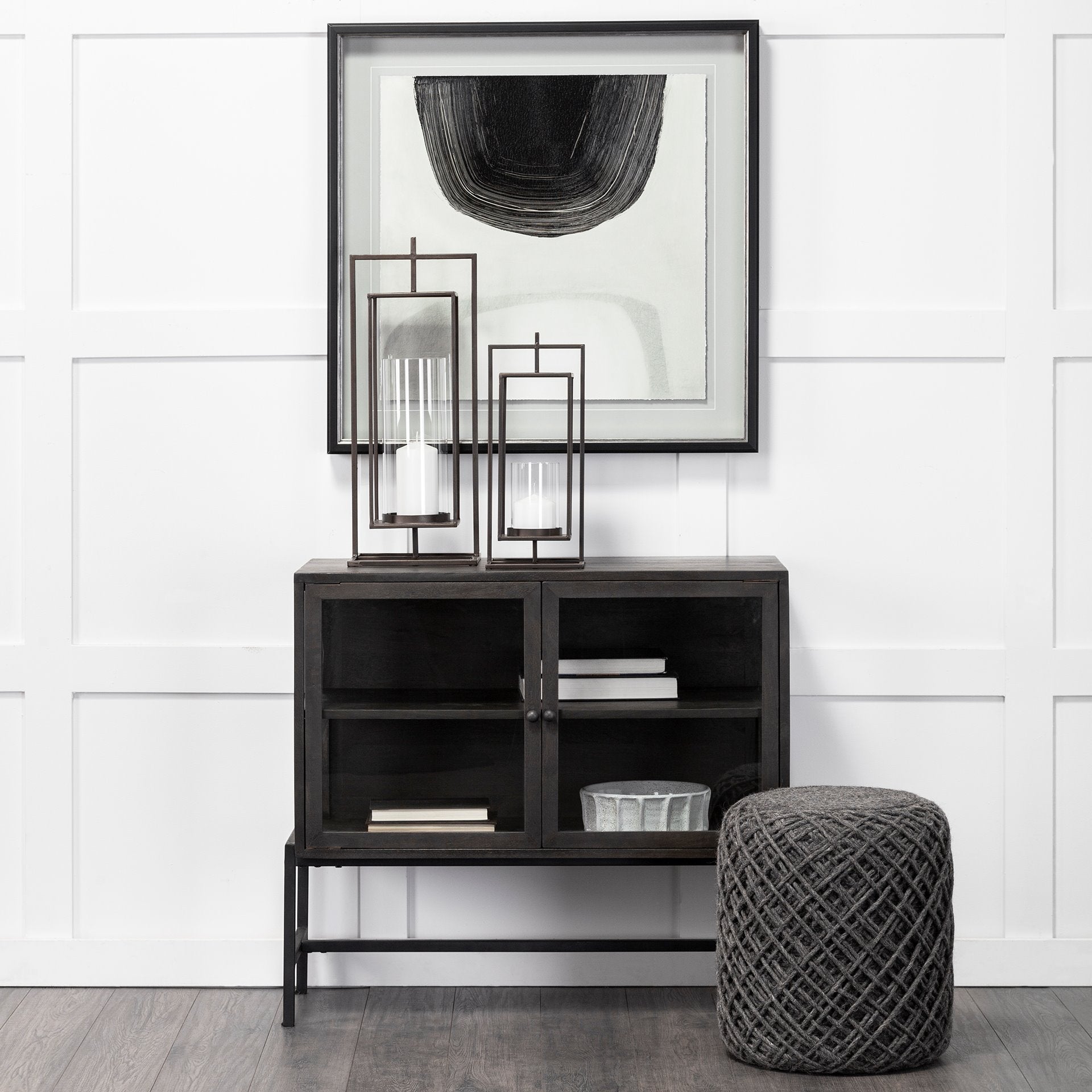 Albus I Large Black Metal Rectangular Table Candle Holder