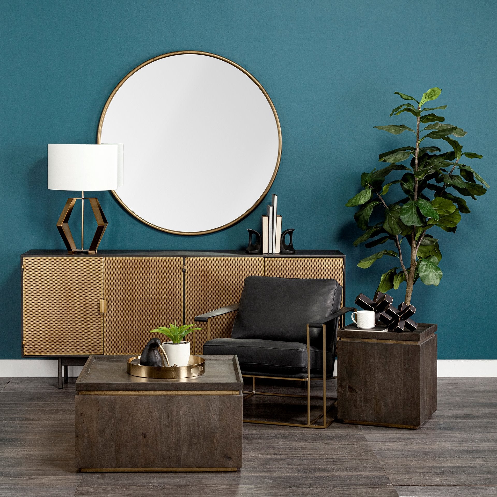 Abel (Large) 9L x 9W Black Metal Jack W/ Gold Accents