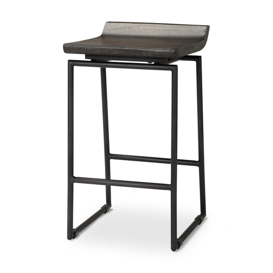 Givens Bar Counter Stool Black Wood | Black Metal | Counter - bar-stools