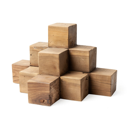 Rubik 15L x 10W Natural Wooden Cube Display Object