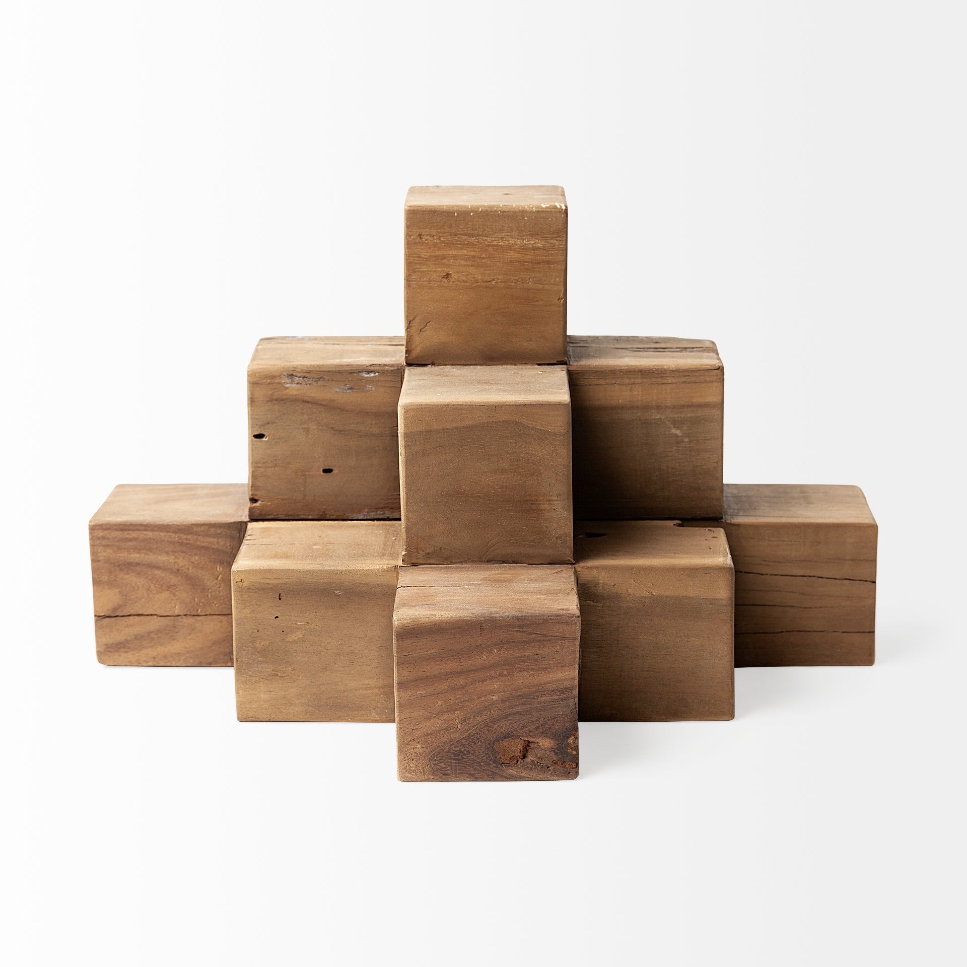 Rubik 15L x 10W Natural Wooden Cube Display Object