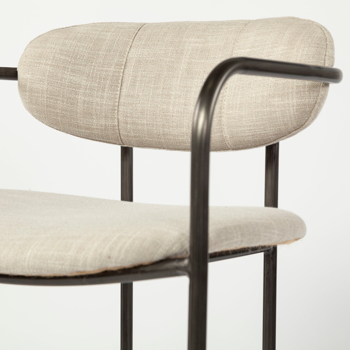 Parker II Beige Fabric Seat Gun Metal Grey Metal Counter Stool