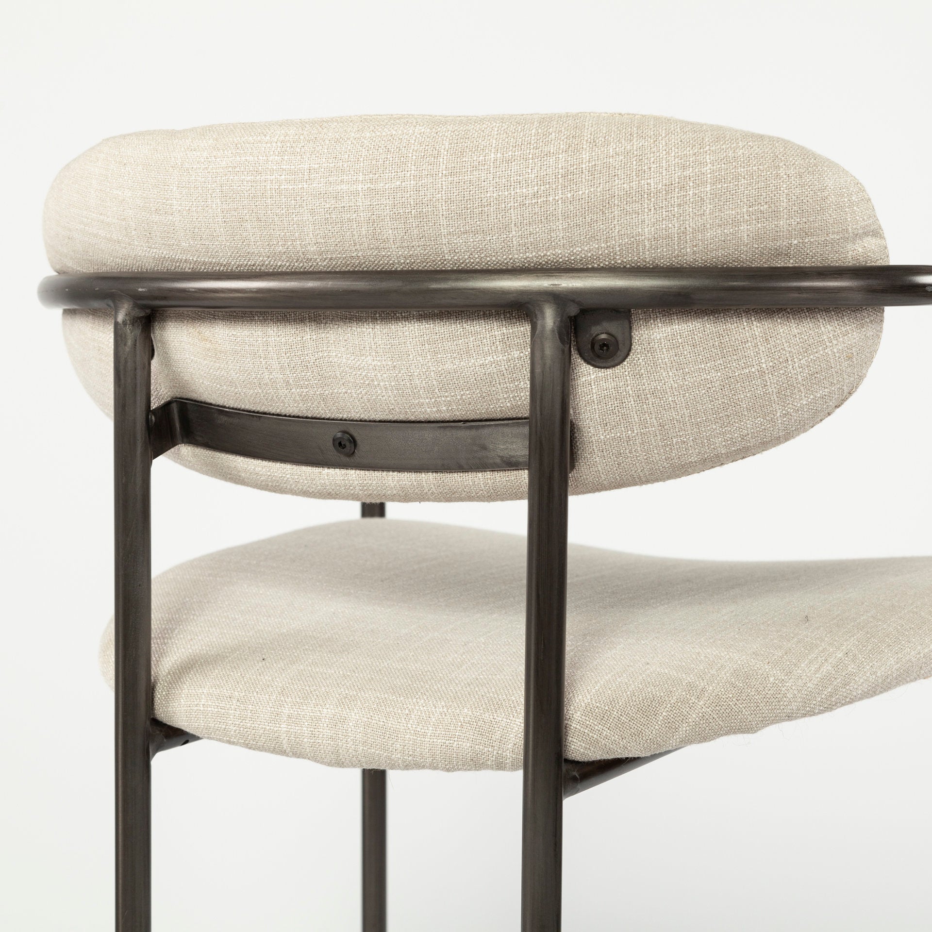 Parker II Beige Fabric Seat Gun Metal Grey Metal Counter Stool