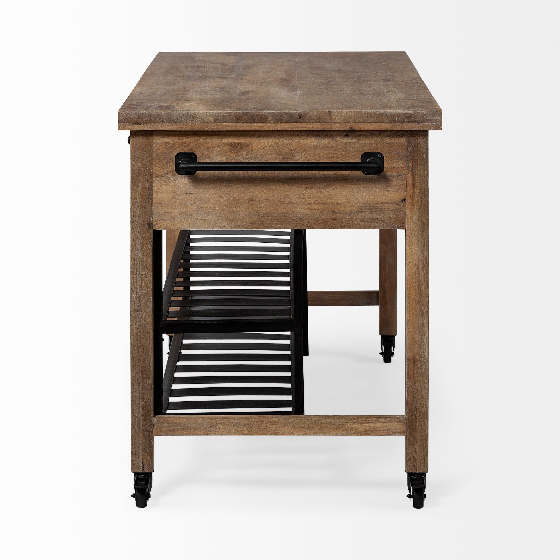 Stuart Kitchen Island Brown Wood | Black Metal - kitchen-islands