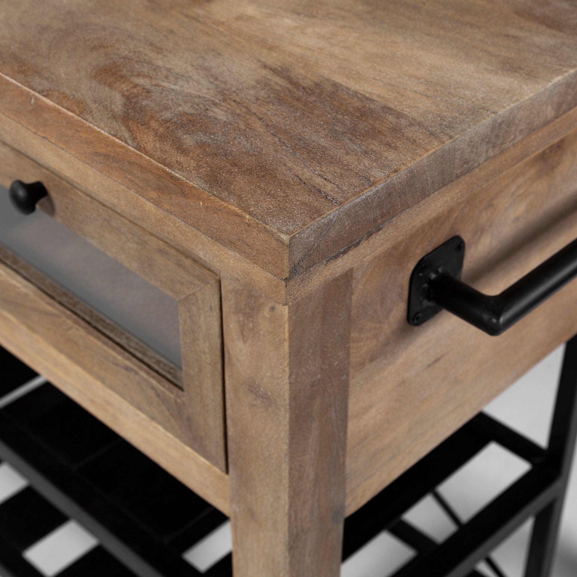 Stuart Kitchen Island Brown Wood | Black Metal - kitchen-islands