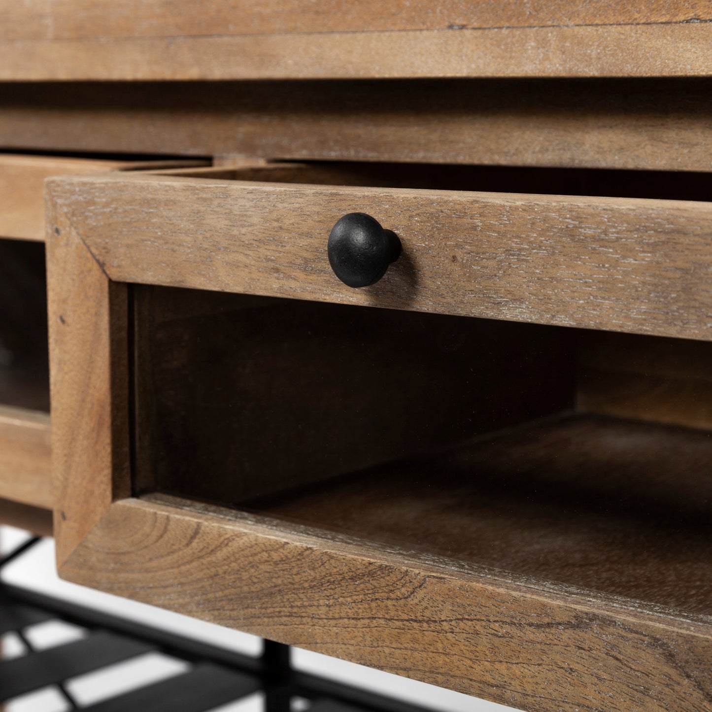 Stuart Kitchen Island Brown Wood | Black Metal - kitchen-islands