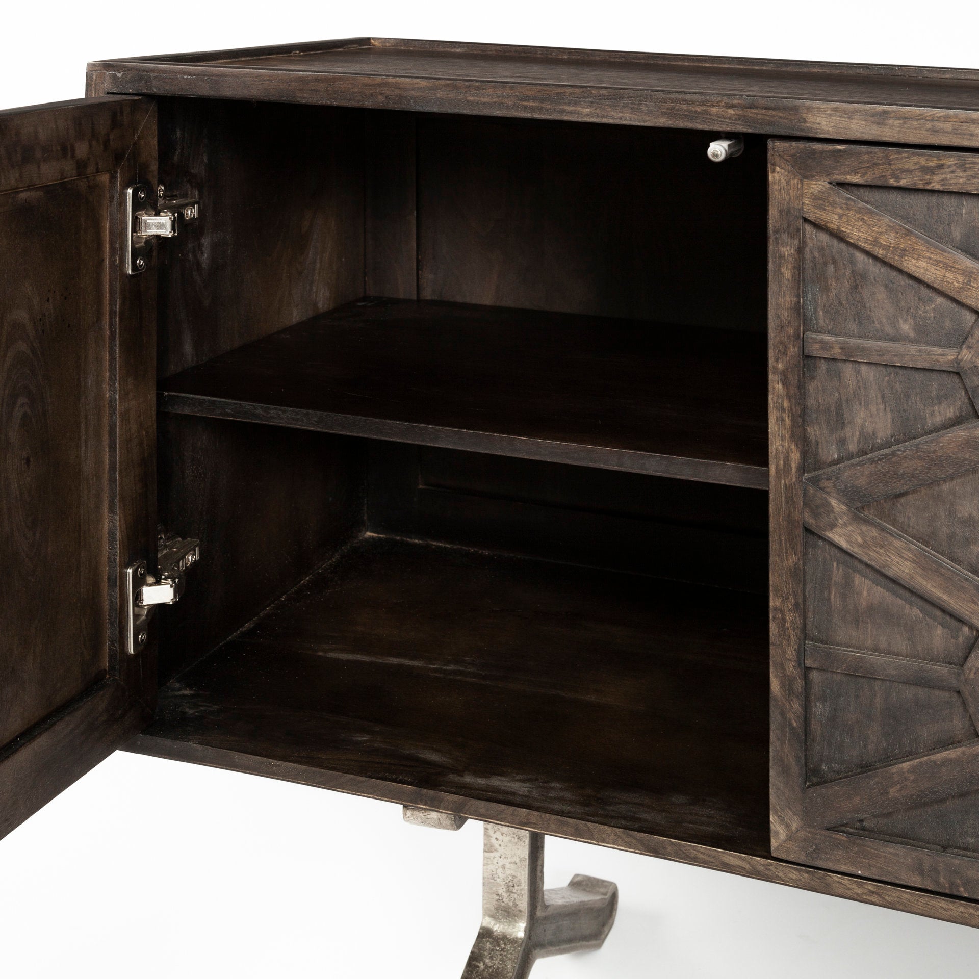 Hollandsworth Sideboard Brown Wood | Nickel Tone Metal - sideboards-and-buffets