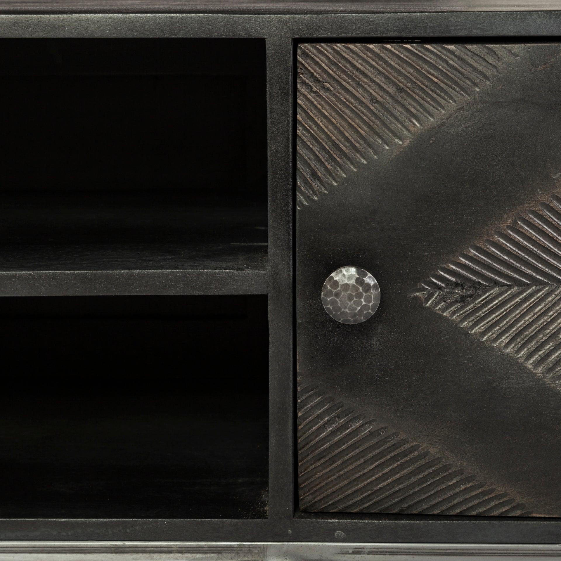 Hogarth I Dark Brown Solid Wood TV Stand Media Console with Storage, TV up to 81"