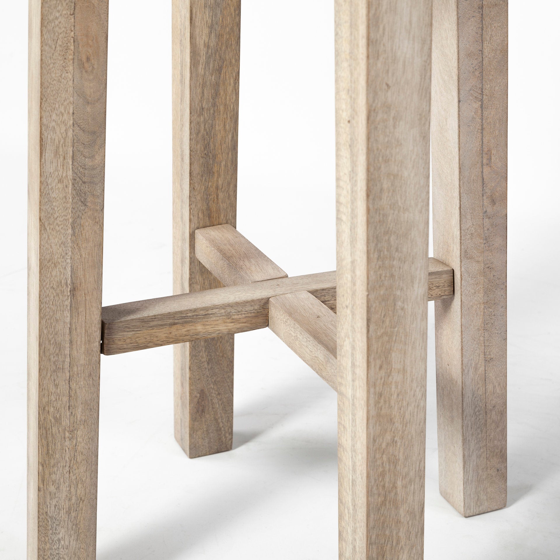 Brahma Wood Seat Bar Counter Stool White Washed Wood - bar-stools