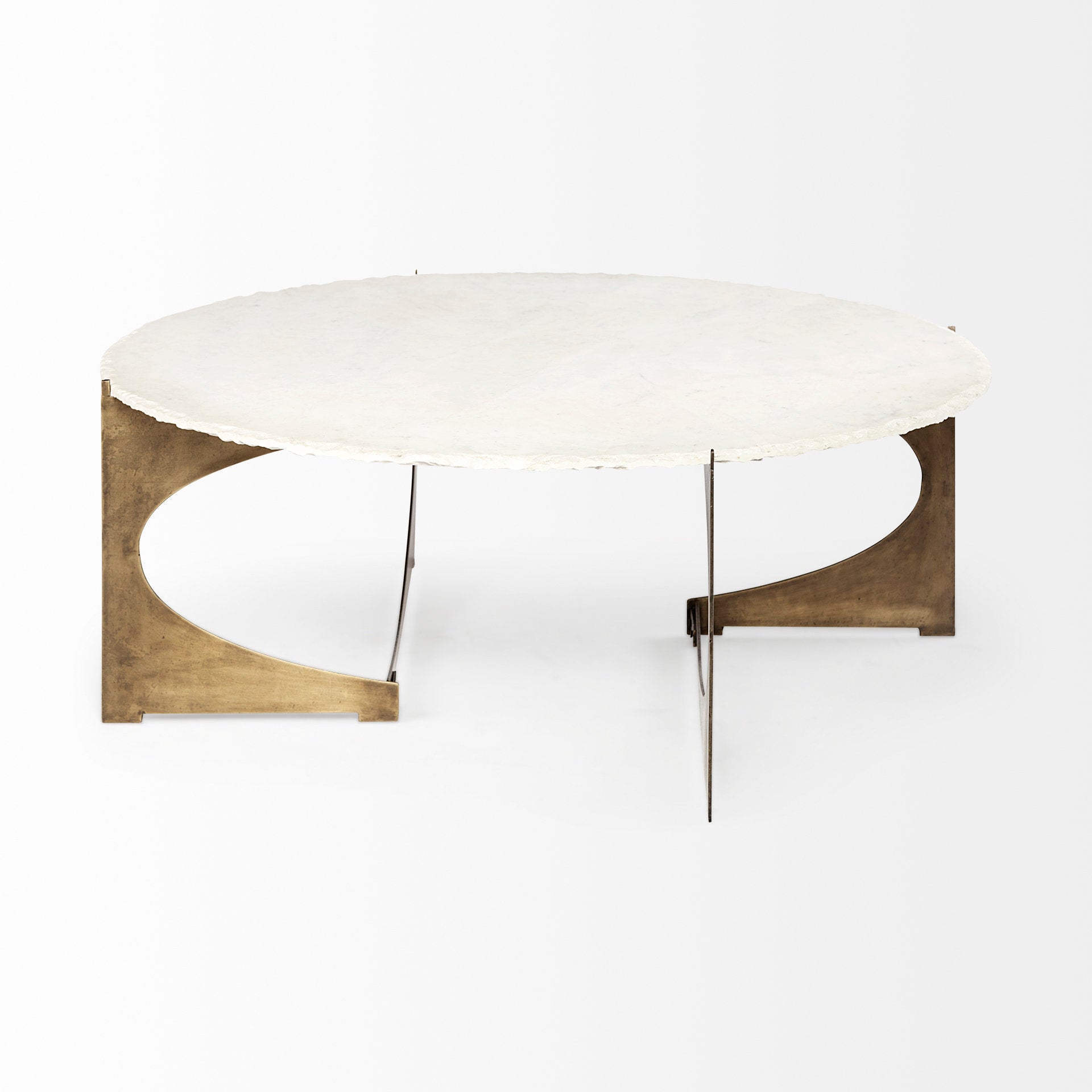 Reinhold Round Coffee Table White Marble | Gold Metal | Round - coffee-tables