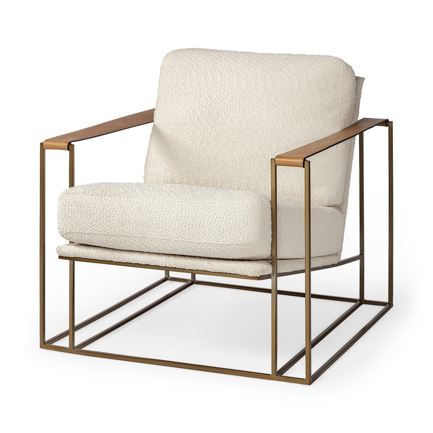 Watson Accent Chair Cream Boucle | Gold Metal - accent-chairs