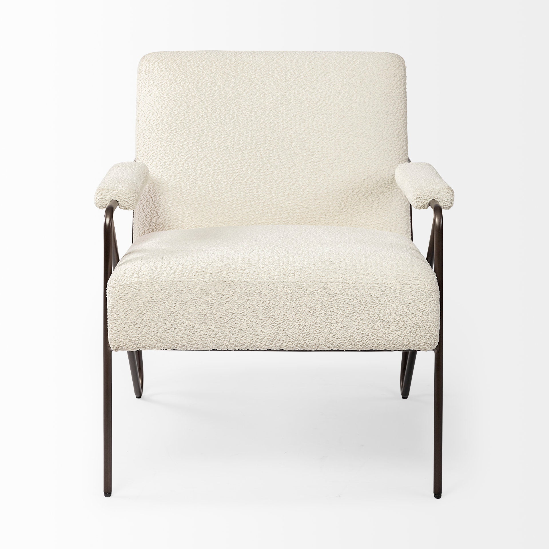 Vicunya Accent Chair Cream Boucle | Brown Metal - accent-chairs