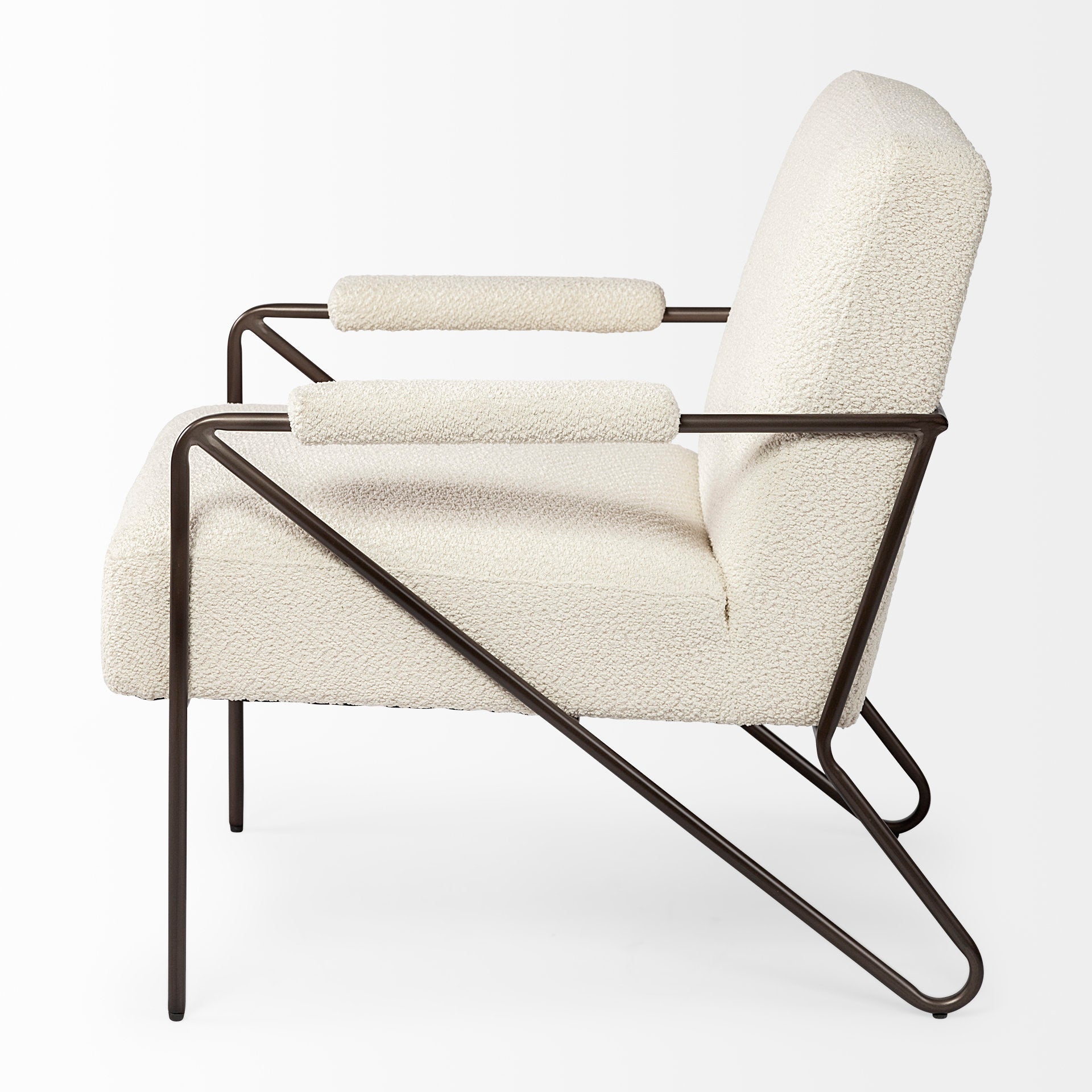 Vicunya Accent Chair Cream Boucle | Brown Metal - accent-chairs
