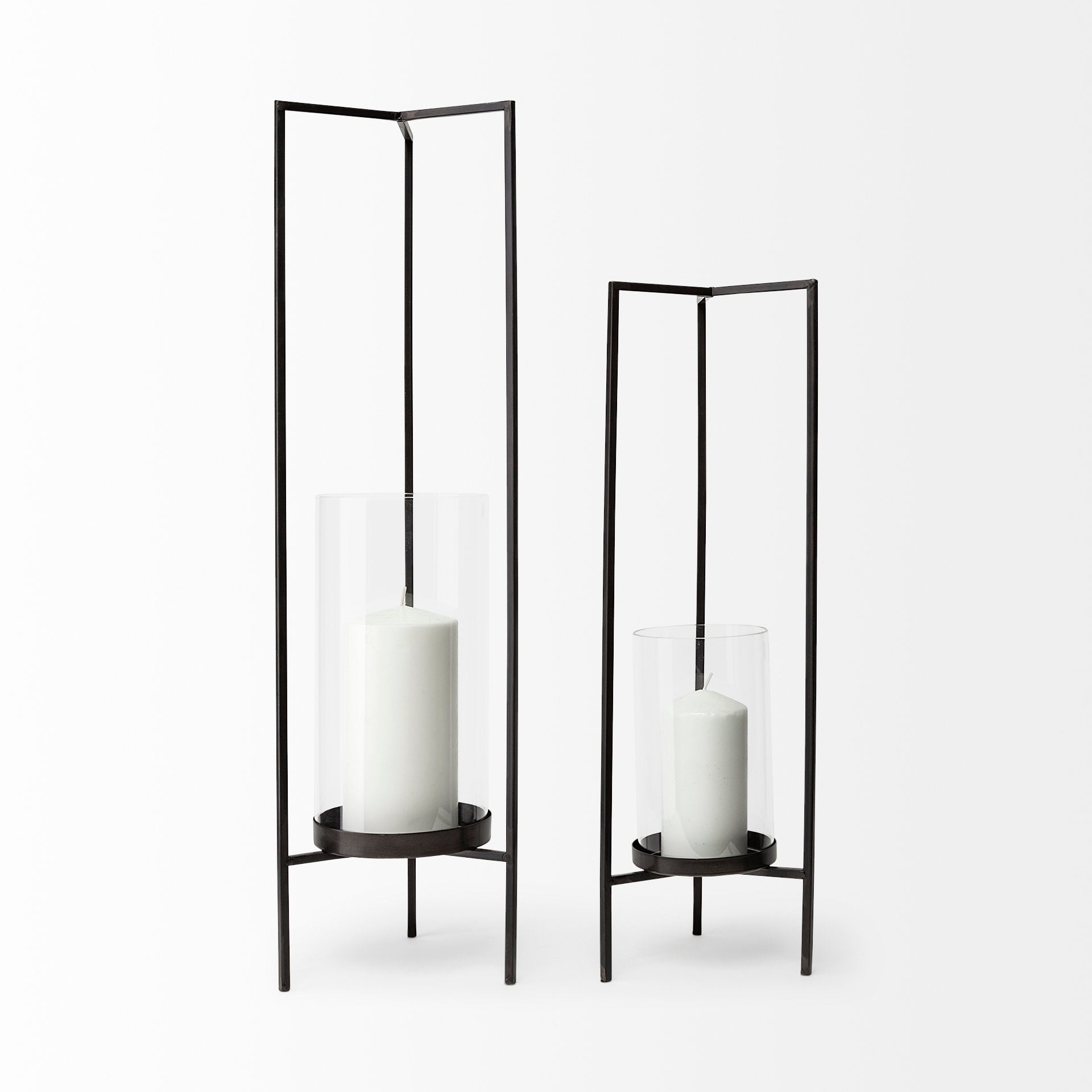 Abigail I Large Gunmetal Gray Metal Table Candle Holder