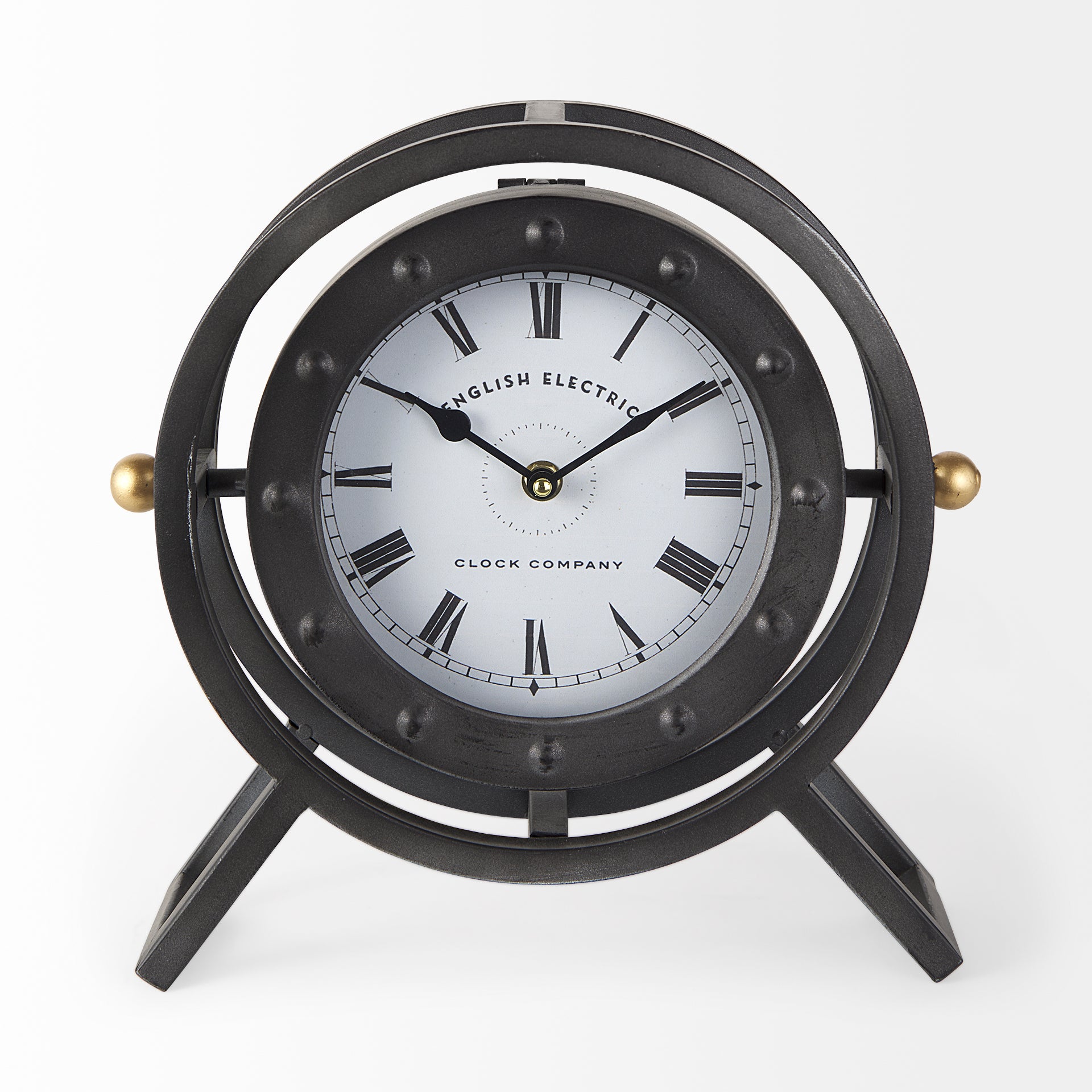 Gaston Gray Metal Circular Table Clock