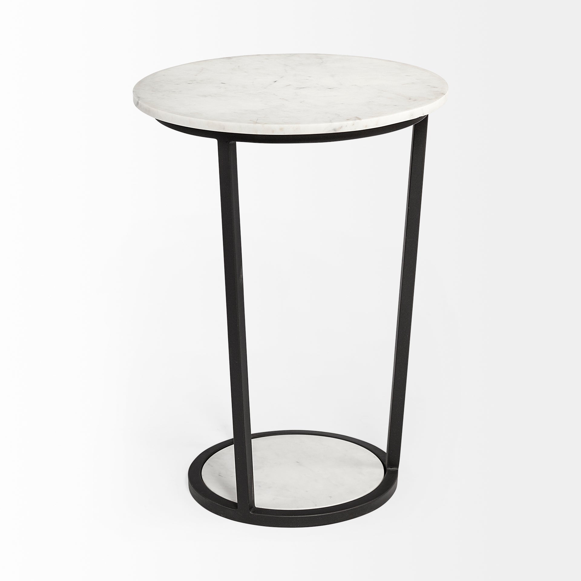 Bombola Accent Table White Marble | Black Metal | 18W - accent-tables